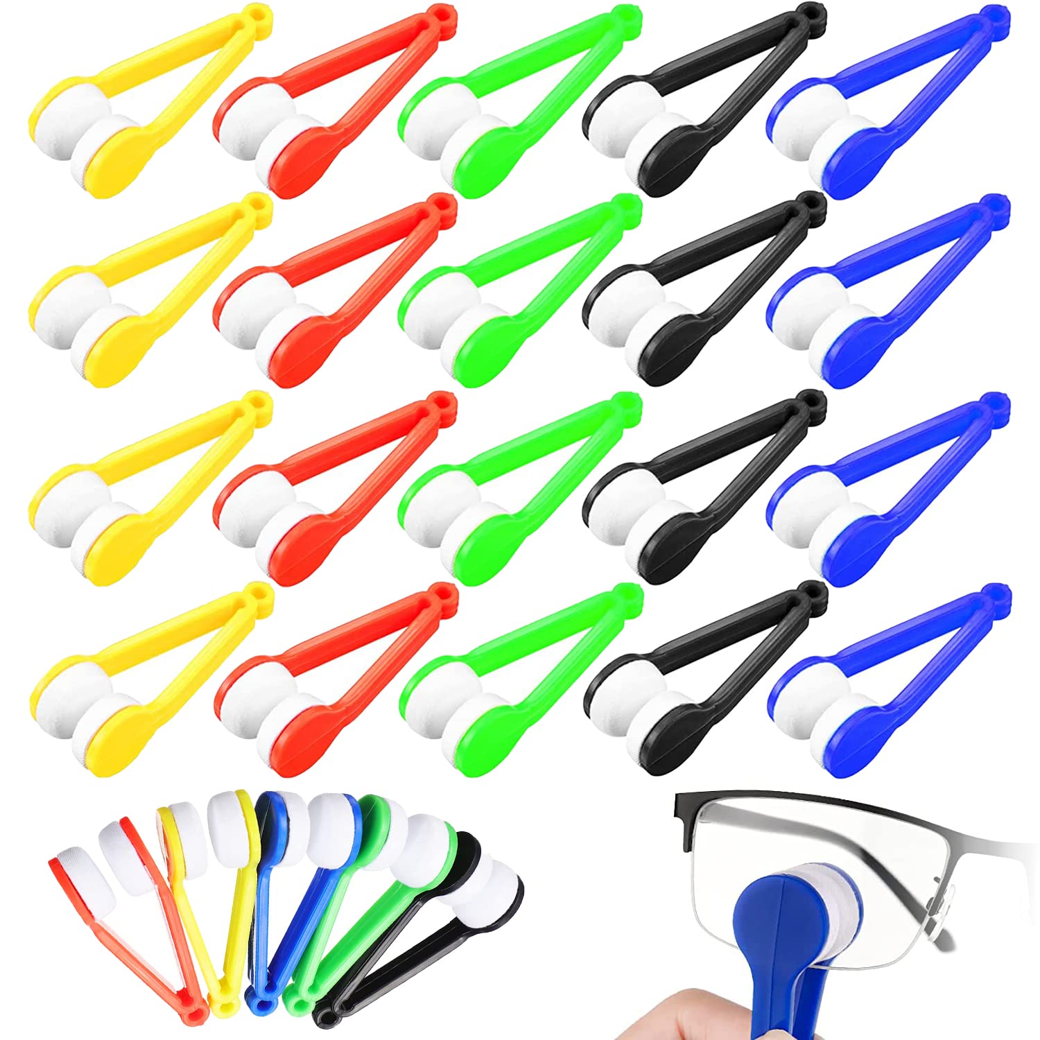 20 Piezas Cepillo de Limpieza de Gafas de Sol, Cepillo de Mini Limpiador Portátil de Gafas, Cepillo de Limpieza de Gafas de Microfibra, Cepillo Suave de Gafas, para Todos para Limpiar Vasos