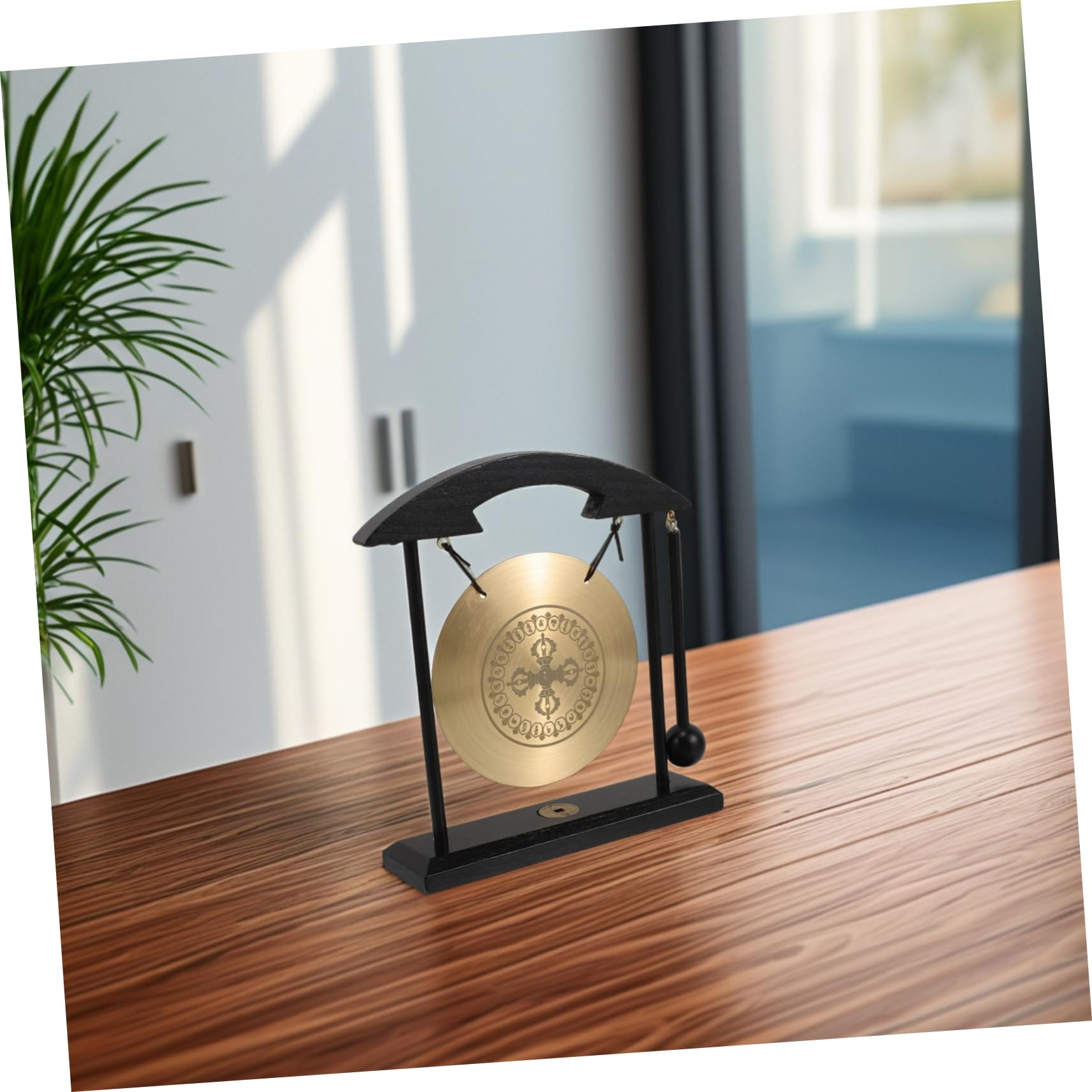 Gong De Latón Chino Vajra para Escritorio, Mini Gong Decorativo, Aleación De Metal, con Incluido, Símbolo De Prosperidad Feng Shui, Decoración para Hogar, Oficina y Estudio, Adorno Zen