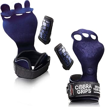 Cross Training Grips Best Gymnastics Grips Keep Your Hands Free from Blisters & Callouses Pullups Weight Lifting Chin Ups Medium 4.25"-5.0", Blue Nubuck Leather
