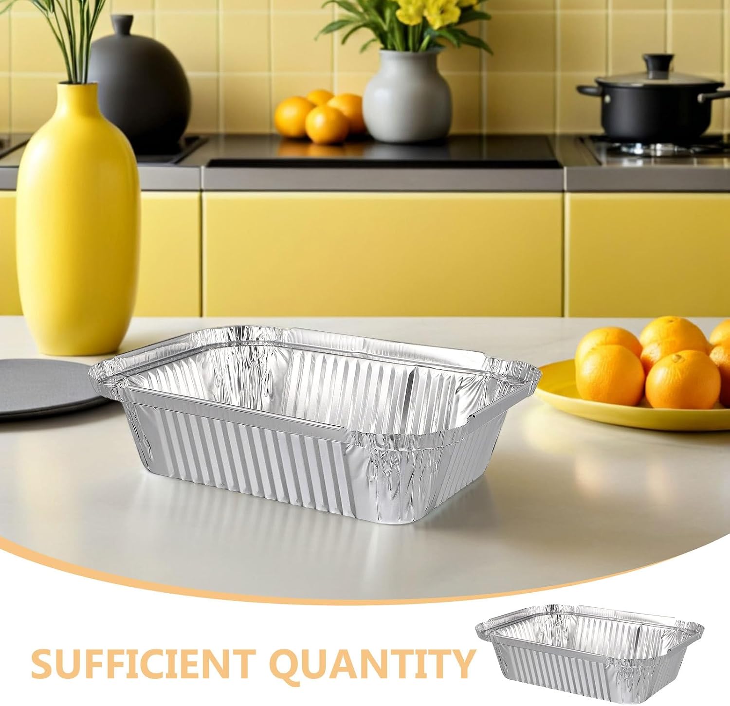 ABOOFAN 20pcs Aluminum Foil Pans: 3500ml Disposable Aluminum Square Baking Pans - Multipurpose Foil Cake Pie Trays For Cooking Roasting Chafing