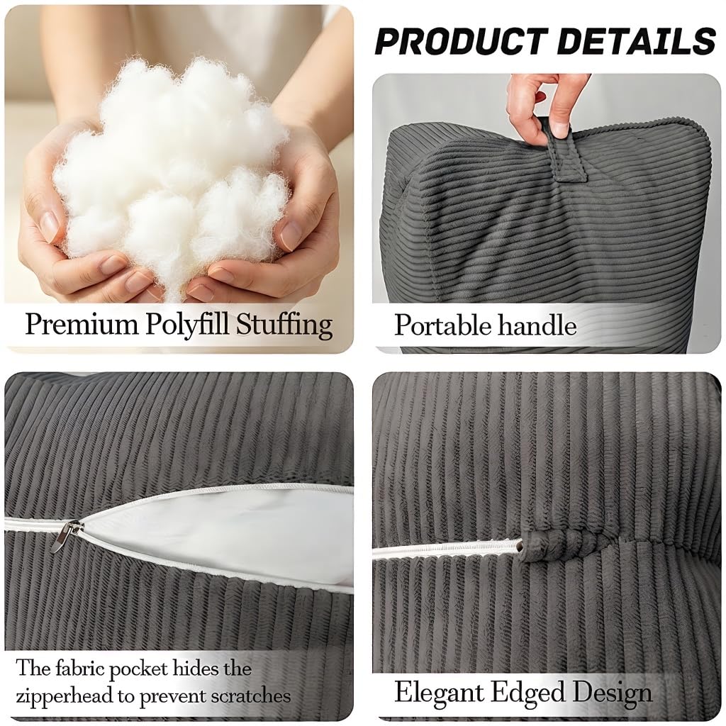 LIANSHANGNI Reading Pillows for Bed,Lumbar Support Back Pillow for Couch, Gray, Standard - Image 3