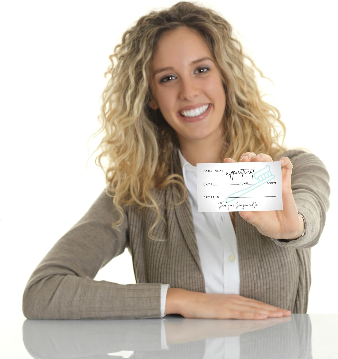 Dental Appointment Reminder Cards | 50 Pack | Teeth Whitening, Dental Office, Client Reminder, Patients, Pediatric Dentist, Orthodontics, Bulk 2x3.5” Minimalist Teal Toothbrush