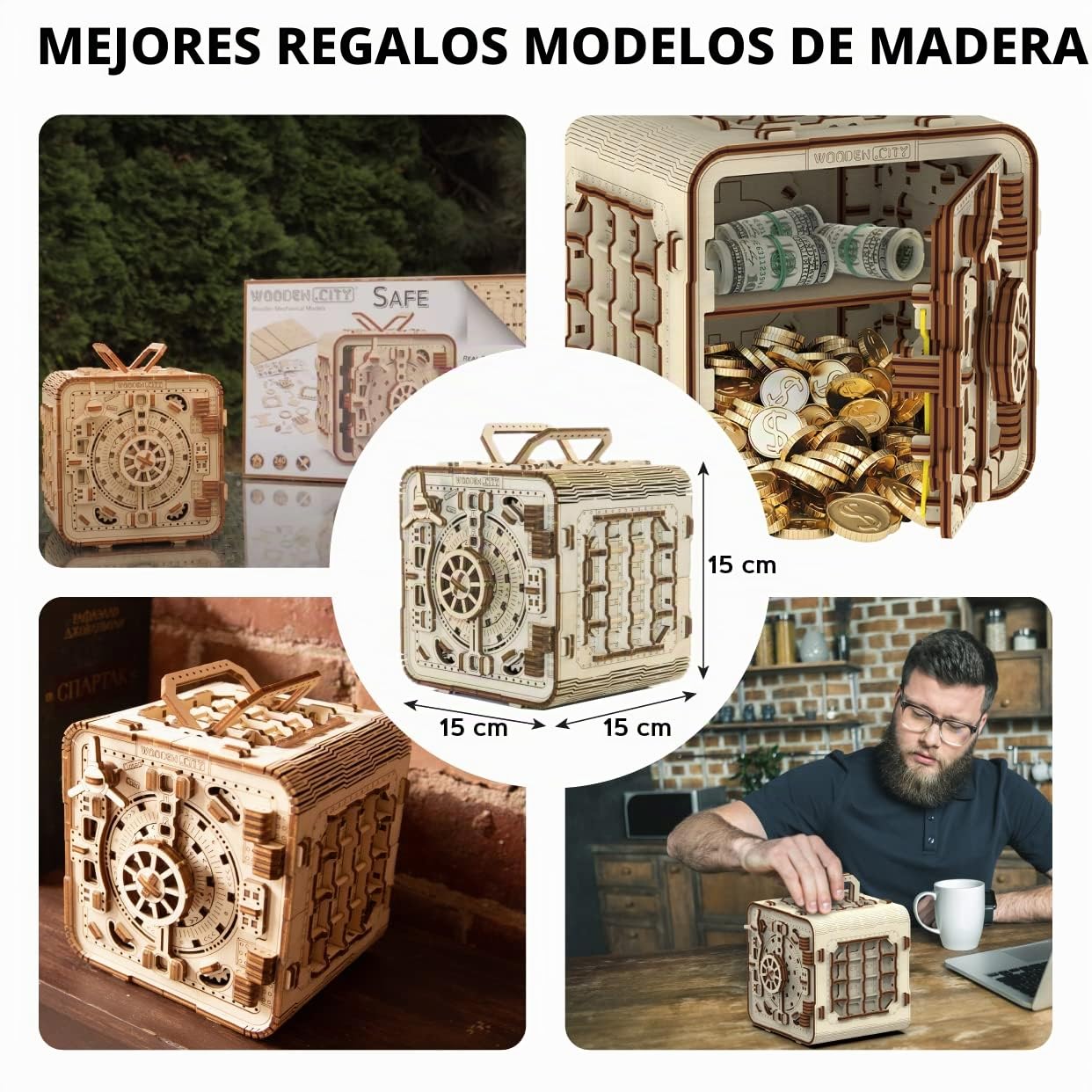 WOODEN.CITY Caja de Seguridad, Puzzle 3D Madera, Kit de Construcción Sin Pegamento, Mecánico 3D Rompecabezas, Maquetas Madera para Adultos