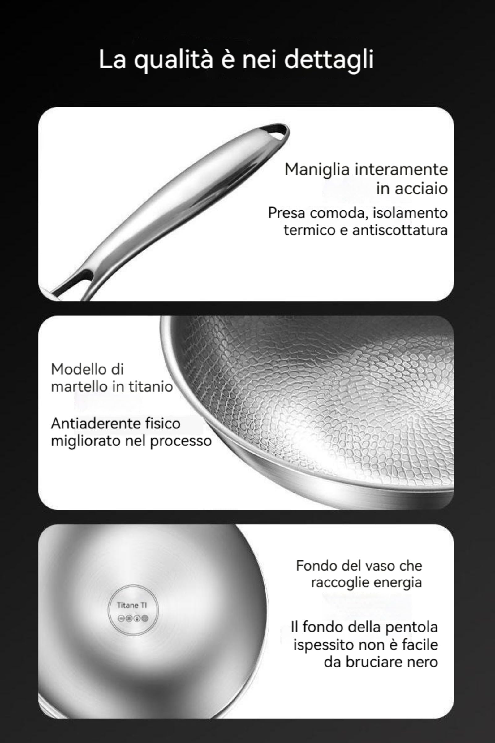 Generico Titanium Hammered Pan PRO con Coperchio, 2025 padelle antiaderenti multifunzionali Ultra Resistenti e AntiGraffio per Cucinare