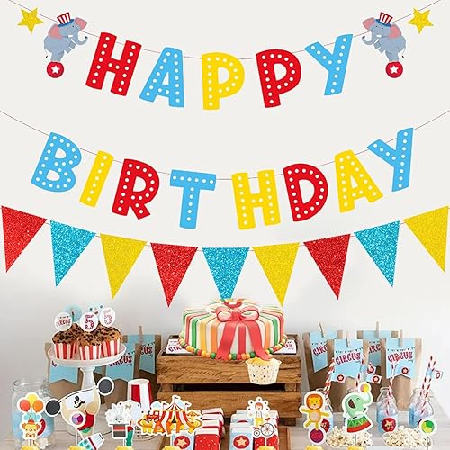 Vista 170 de Zwiebeco Decoración de fiesta de feliz cumpleaños, banderín, guirnalda de banderines, kit de abanico de papel para niños, Capitán América