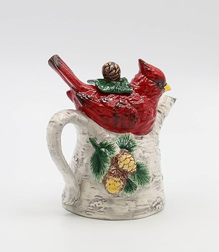 Miniatura 5 de Cosmos Gifts Cardinal on Birch Tree - Tetera de cerámica, 5-7/8 pulgadas