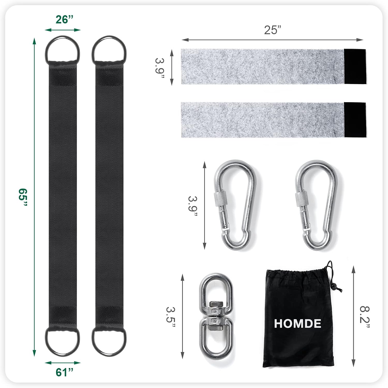 Homde Tree Swing Strap 2200lbs with Tree Protectors 2pcs 5ft Extra Long Hammock Straps with Carabiners Swivel Carry Pouch for Tire Swing, Saucer Swing & Hammock : Patio, Lawn & Garden
