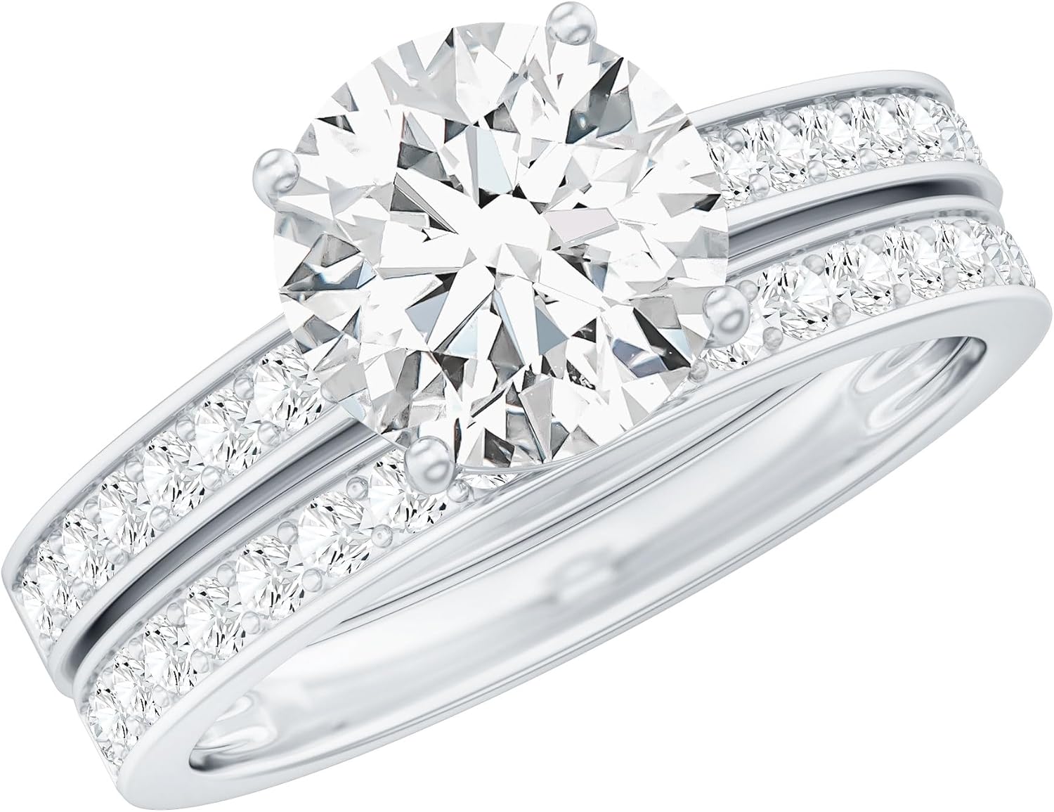 Certified Lab Grown Diamond Bridal Ring Set, Ef-Vs Quality, Diamond Engagement Ring with Wedding Band - Ready To Gift