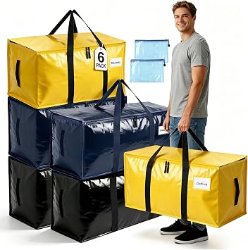 Storage Bags Heavy Duty Moving Bags Extra Large Strong 6 Pack 92L