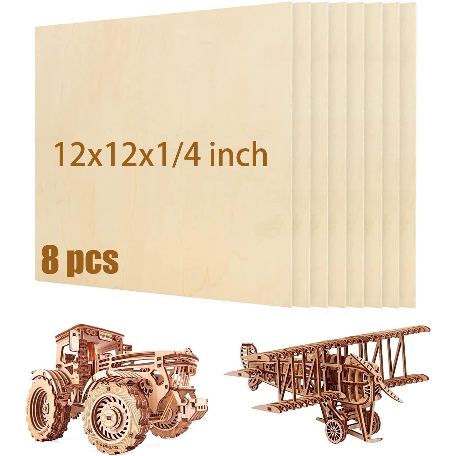 8 Stück Birkensperrholzplatten 0,6x30,5x30,5 Cm – Naturbelassen, Unlackiert, Für Laser, DIY, Basteln & Kunst
