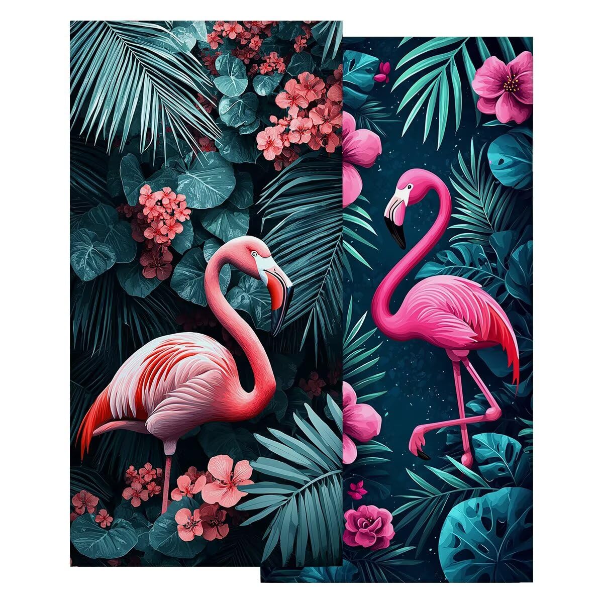 Telo Mare Grande 80x160 cm 2 Pezzi, Antisabbia Telo Mare Microfibra Fenicotteri, Asciugatura Rapida Asciugamano Microfibra, Asciugamani Palestra Donna Uomo, Leggero Teli Doccia Accessori Viaggio -4244
