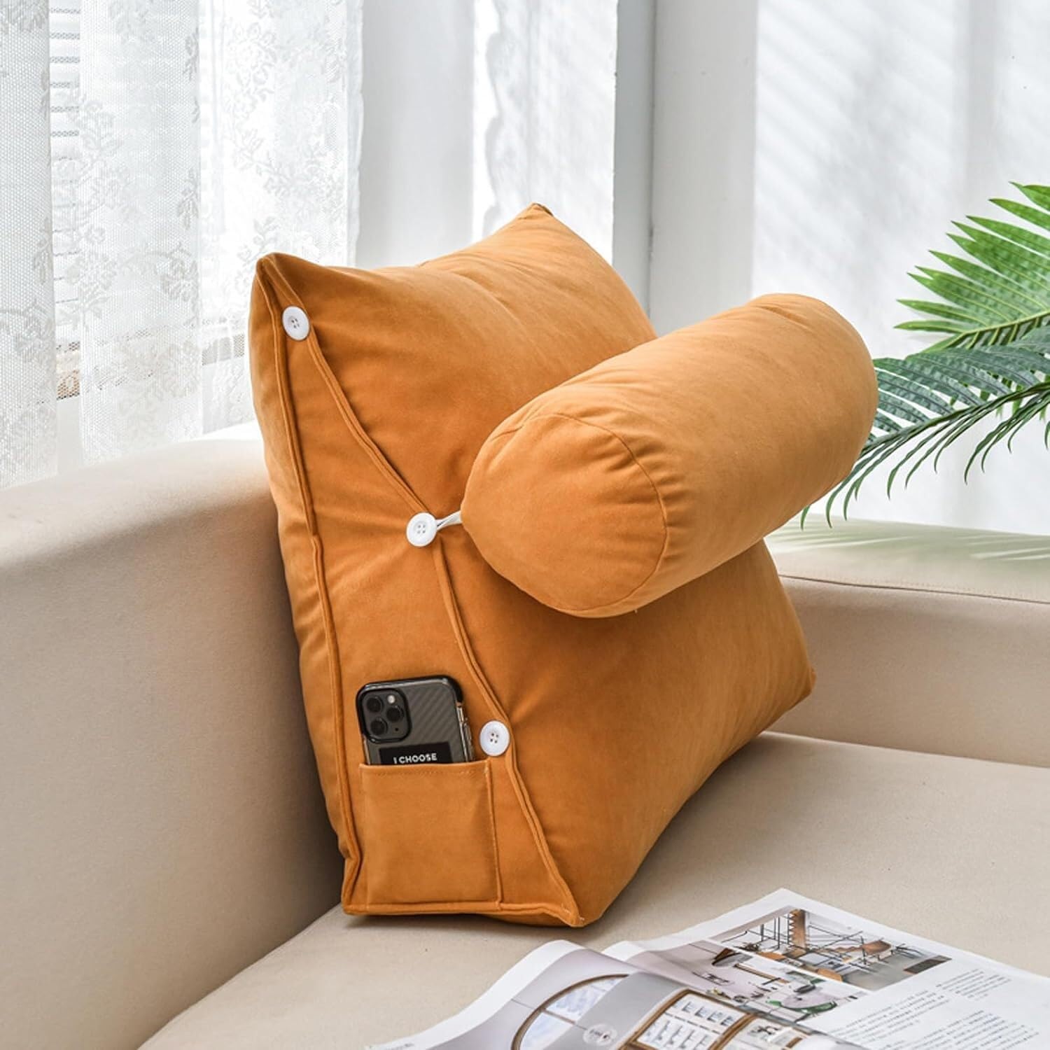 Oreiller de lecture ergonomique contre le mal de dos avec appui-tête réglable et léger