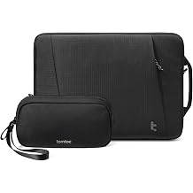 tomtoc Slim 16-inch 360 Protective Laptop Sleeve & T12 Electronics Organizer Travel Case, Water Resistant Travel Bag Cable Organizer for Essentials