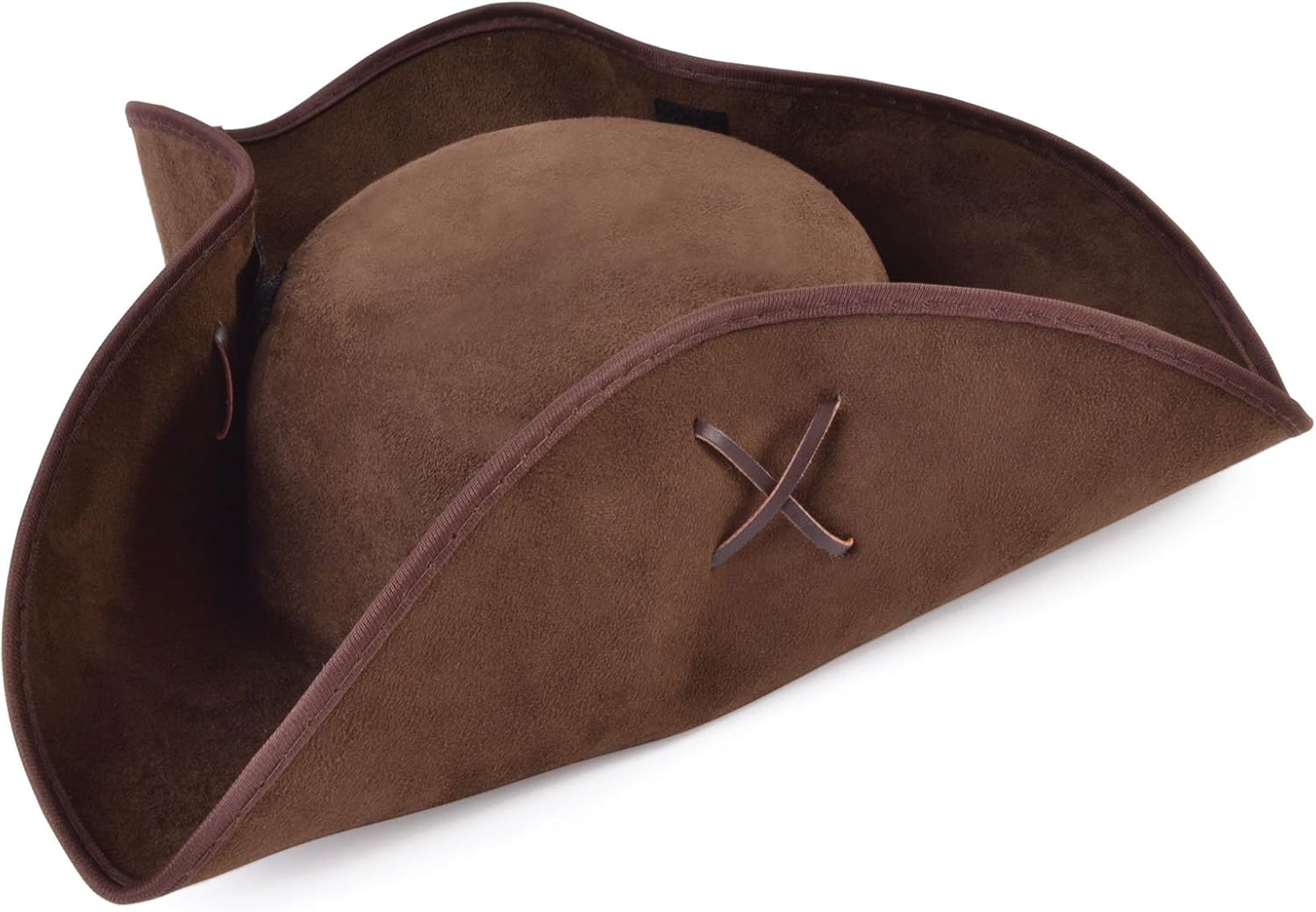 Bristol Novelty BH656 Pirate Tricorn Hat Brown Suede Fabric, Unisex-Adult, One Size