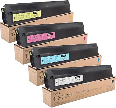 T-FC505U High Yield Toner Cartridge Compatible T-FC505U-K T-FC505U-C T-FC505U-M T-FC505U-Y Toner Cartridge Replacement for Toshiba T-FC505U e-Studio 2505AC 3005AC 3505AC 4505AC 5005AC Printer 4-Pack