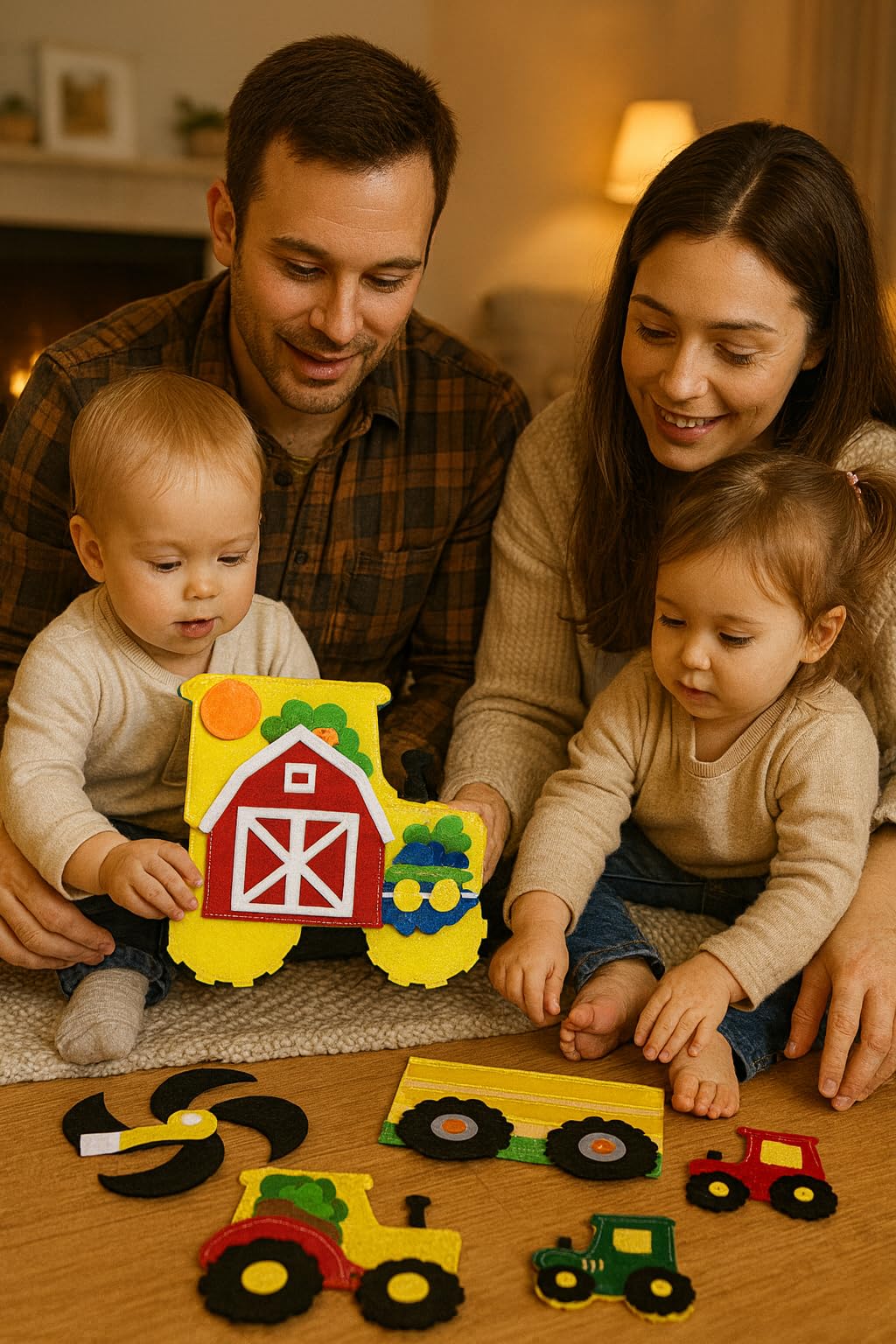 ZAC HOME Educational Tractor Quiet Book, Interactive Felt Learning Craft Quiet Book, Yellow, Standard - Image 3