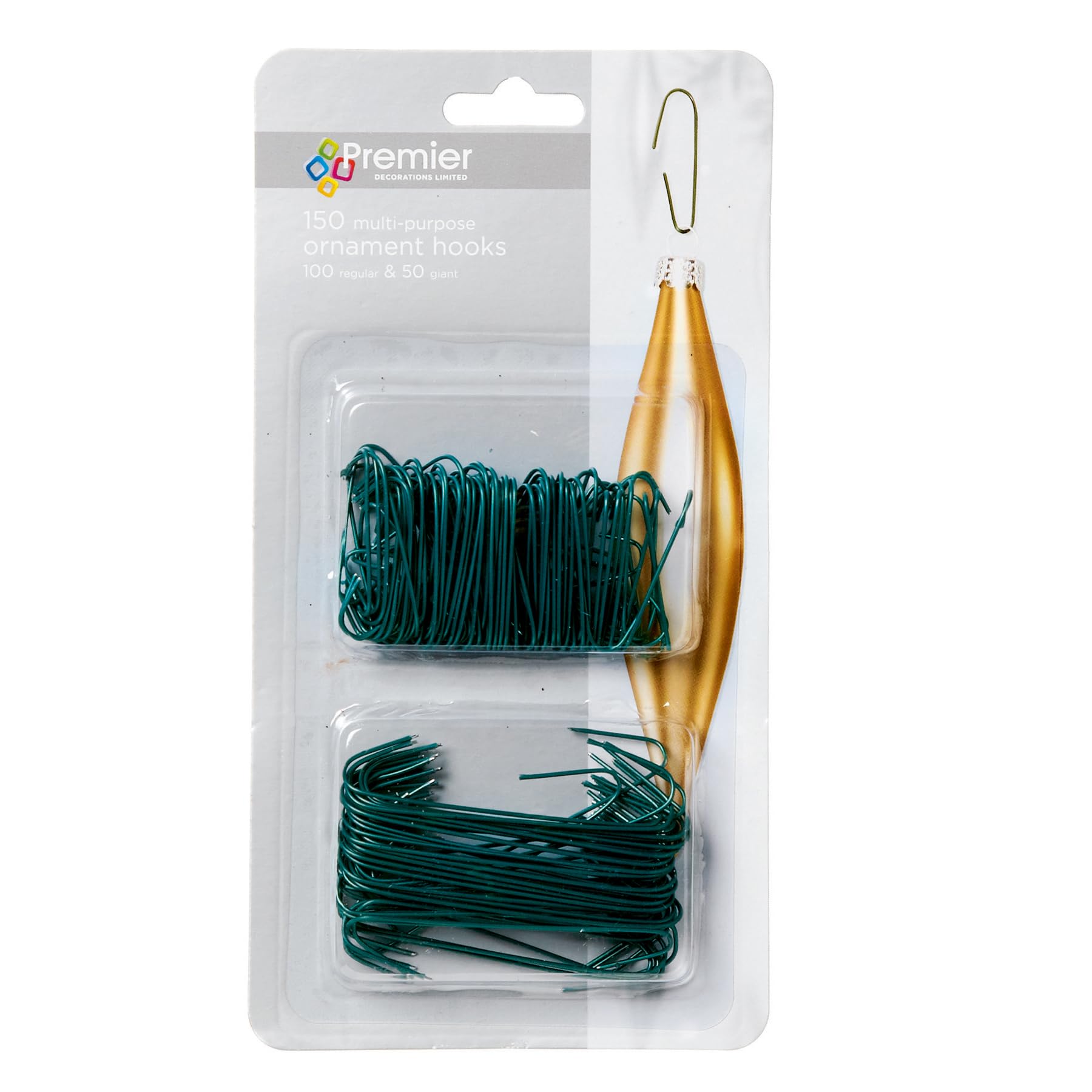 Widdle Gifts Green 150 Christmas Tree Hooks Ornament Bauble - Multi-Purpose Bauble Hooks 7166