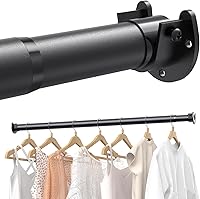 Supforce Stepless Adjustable Closet Rod 17-84 Inches Heavy Duty 66LB Metal Hanging Rod for Closets Wardrobes RV Laundry Black