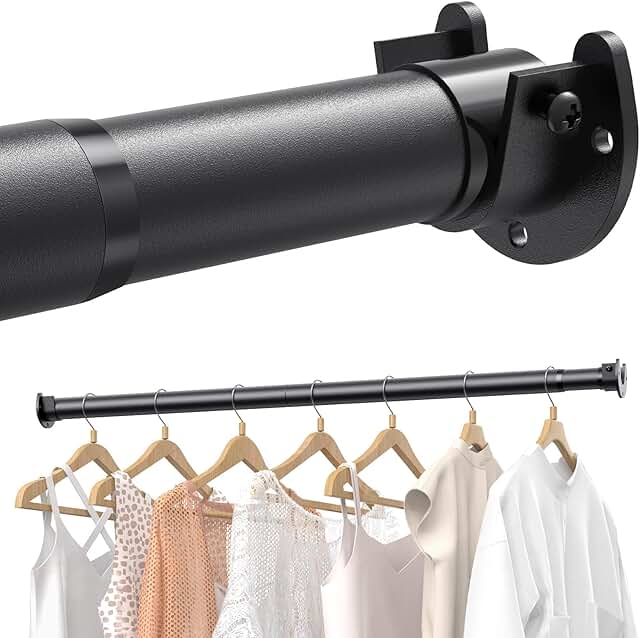 Closet Rods for Hanging Clothes, 17 to 84 Inches Stepless Adjustable Met...