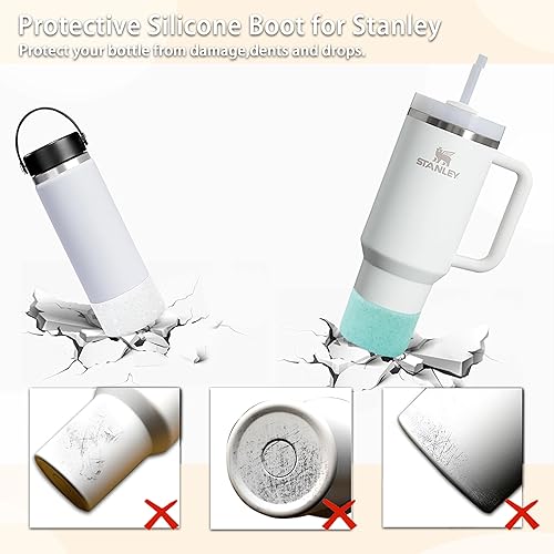Miniatura 6 de Paquete de 2 botas de silicona para Stanley Cup de 30 onzas, protector inferior con purpurina para accesorios de vaso Stanley de 40 onzas, botas