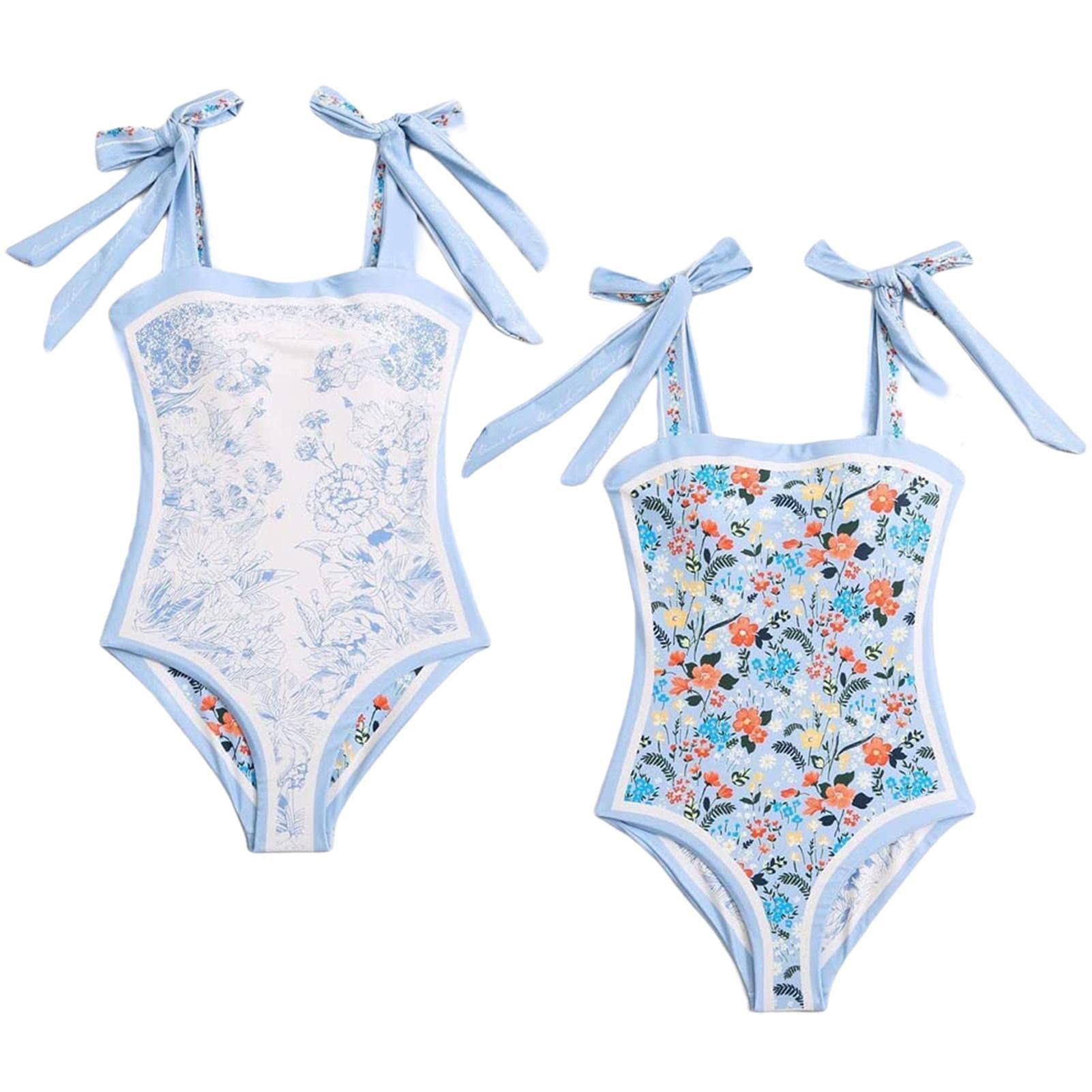 Women's swimsuits, slimming tie shoulder, reversible swimwear with abdominal control for the beach