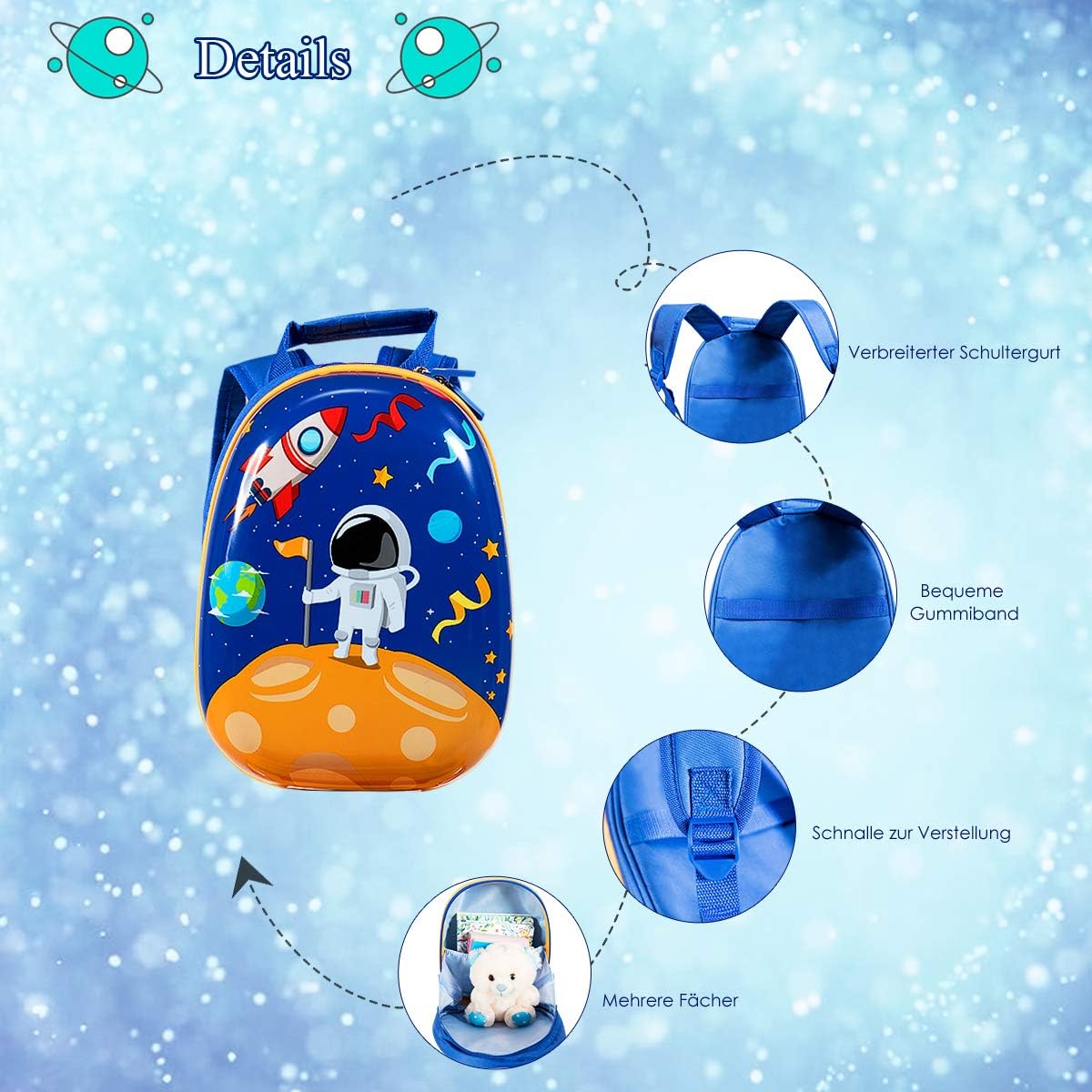 FANTASK Valigia per bambini + zaino, trolley per bambini in plastica, bagaglio per bambini, bagaglio a mano, valigia rigida per ragazzi e ragazze