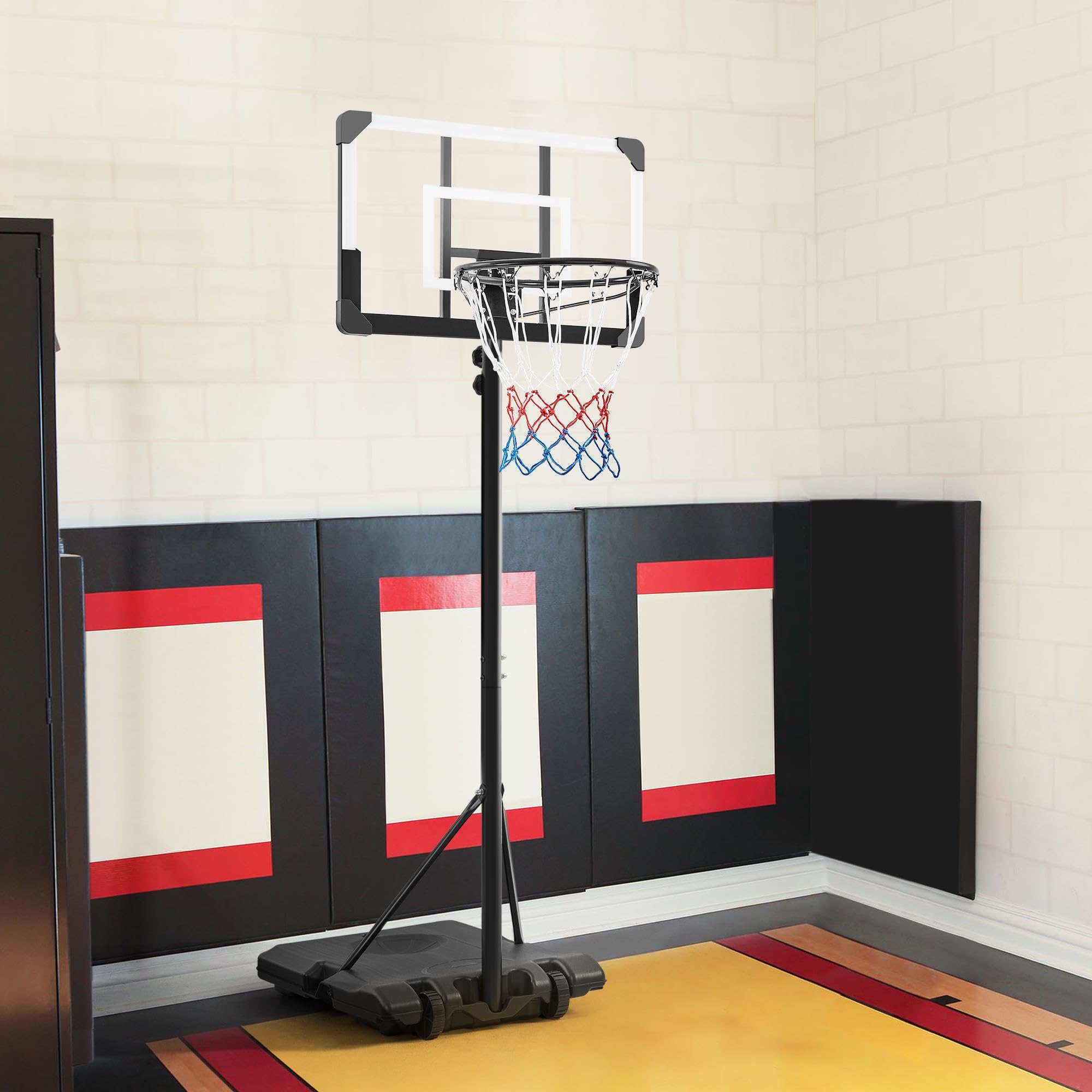 Yaheetech Canestro Basket Esterno Interno Camera Portatile con Colonna Tabellone Canestro Altezza Regolabile