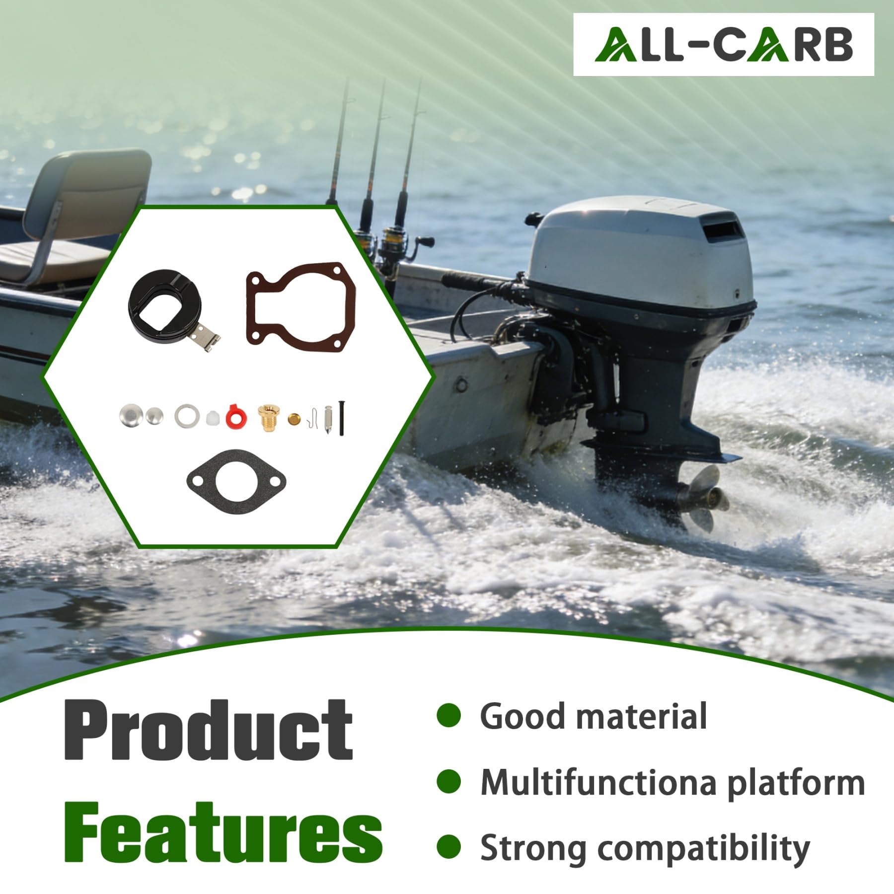 ALL-CARB Kit de reparación de carburador con flotador de repuesto para Johnson Evinrude 398453 9.9 HP 15 HP 1974-1988