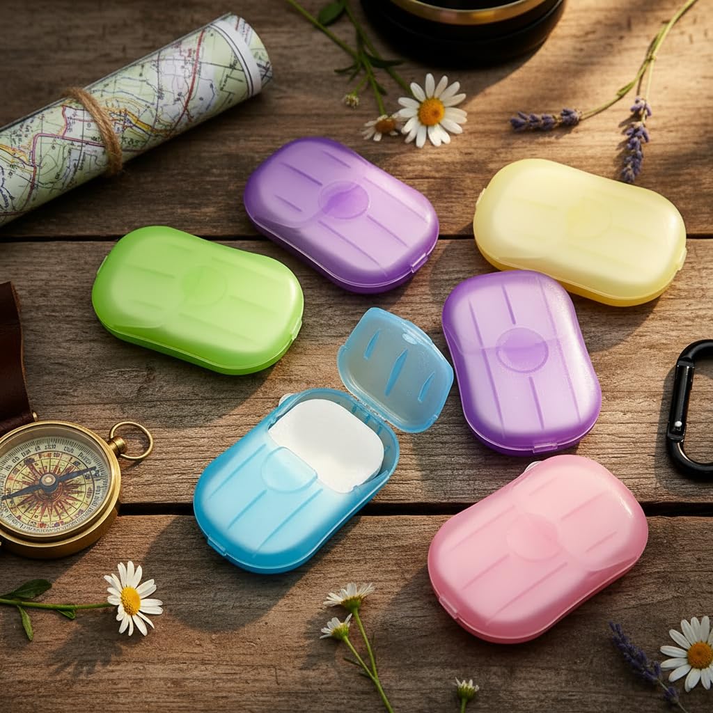 Disposable Soap Sheets Paper 5 Boxes Hand Cleaner Fragrance Mini Color Soaps Paper for school Indoor, Outdoor,Travel,Camping Hiking,Soap Sheet,Foot and Hand Care,Outdoor Recreation