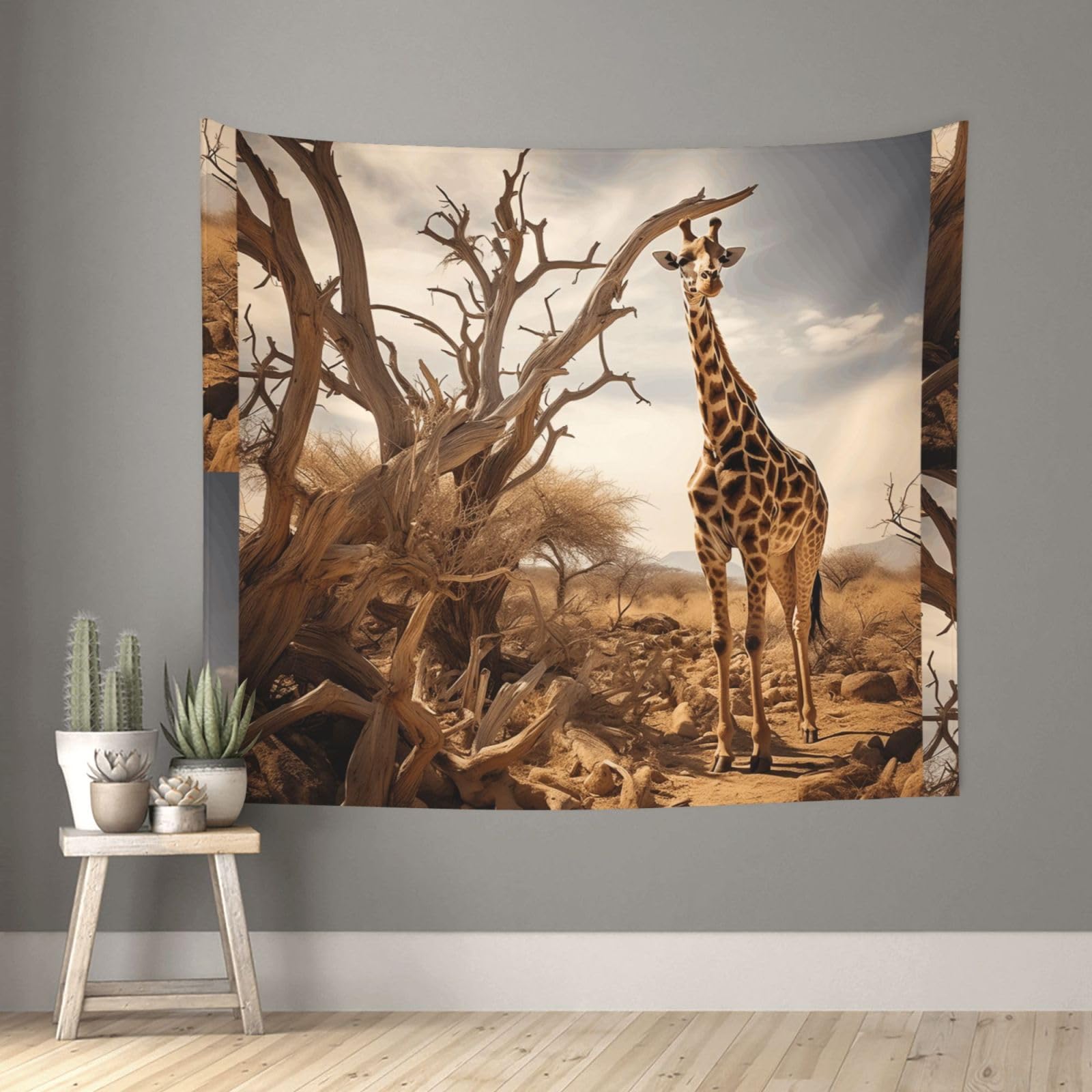 QMKFWT - Tapestry for Living Room 60x51 Giraffe in Shade Tapestry Wall Hanging Indoor Outdoor Wall Decor Beach Blanket Funny Poster for Living Room