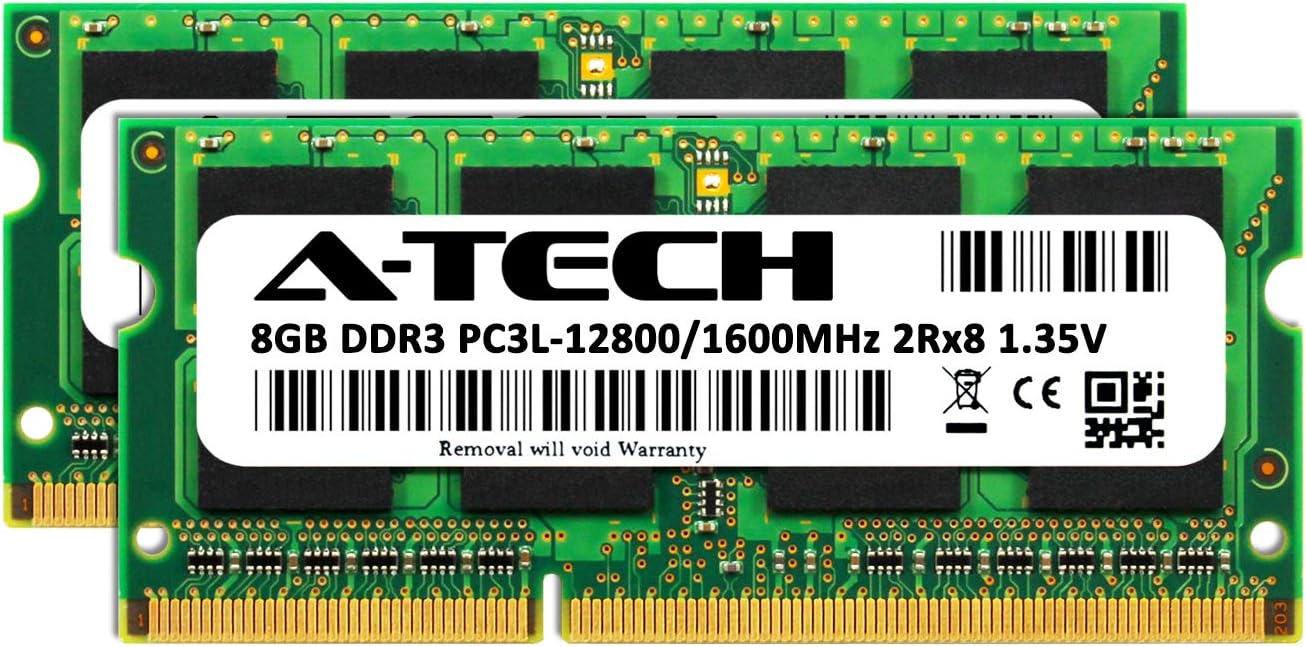 A-Tech 16GB Kit (2x8GB) RAM Compatible for Synology NAS RackStation RS1219+, RS818RP+, RS818+ | DDR3/DDR3L 1600MHz PC3L-12800 Non-ECC Unbuffered SODIMM Memory (Replacement for RAM1600DDR3L-8GBx2)