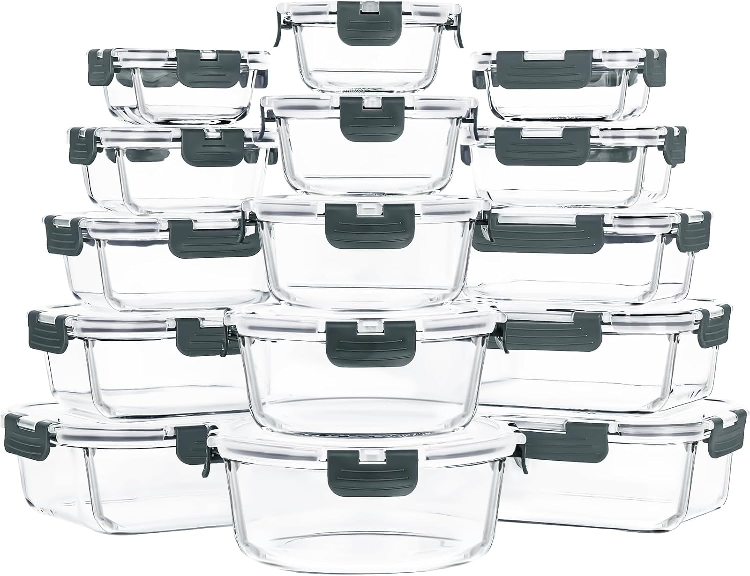 Product image of Skroam 15 Pack Glass Food Storage Containers with Lids Airtight, Glass Meal Prep Containers, Lunch Containers with Lids for Microwave, Oven, Freezer and Dishwasher Safe