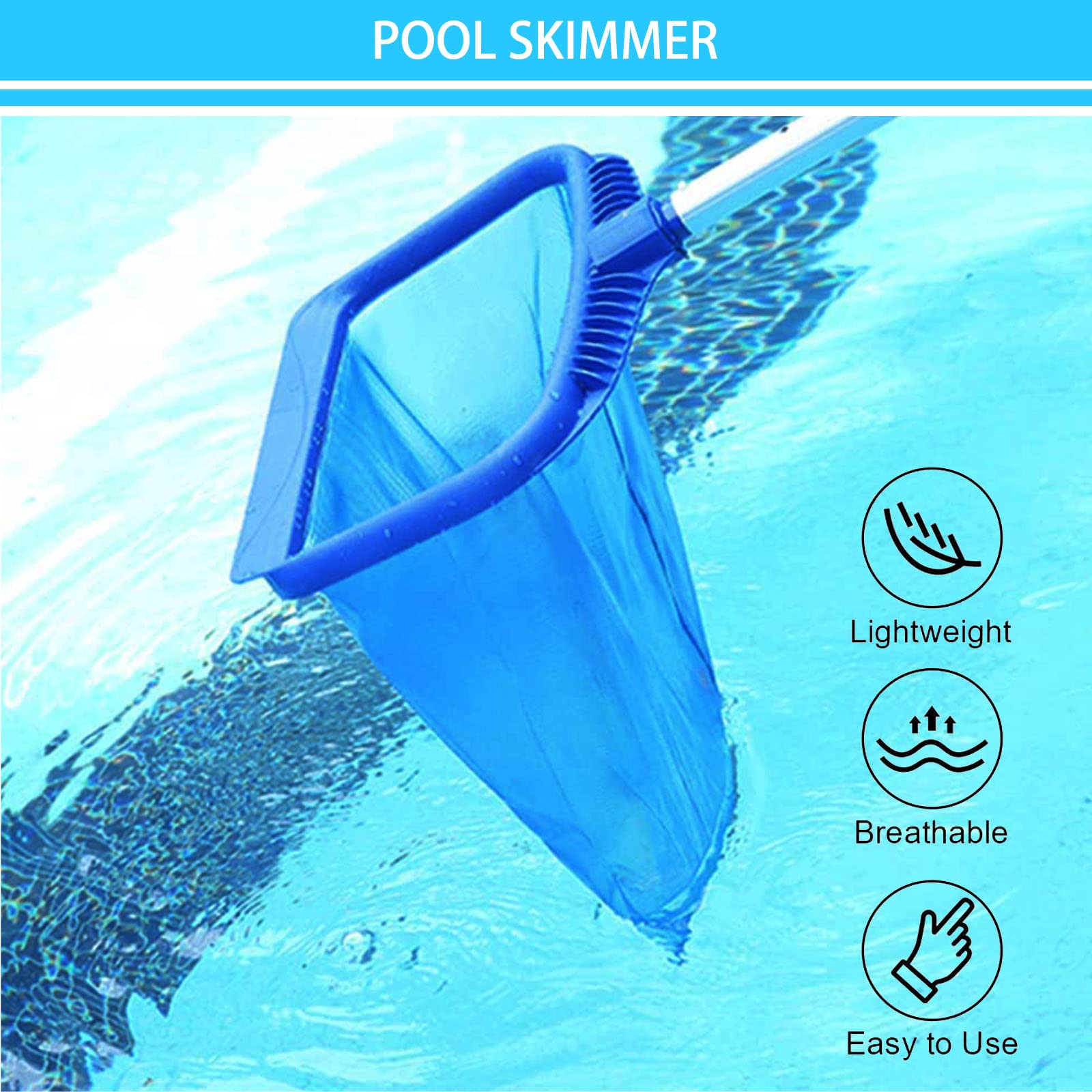SRHIMEOS Retino Piscina, Retino per Piscina, Professionale Skimmer per Piscina con Rete a Maglia fine a Basso ingombro Stagno Piscina Stagno per Pulizia Piscina Foglie e detriti