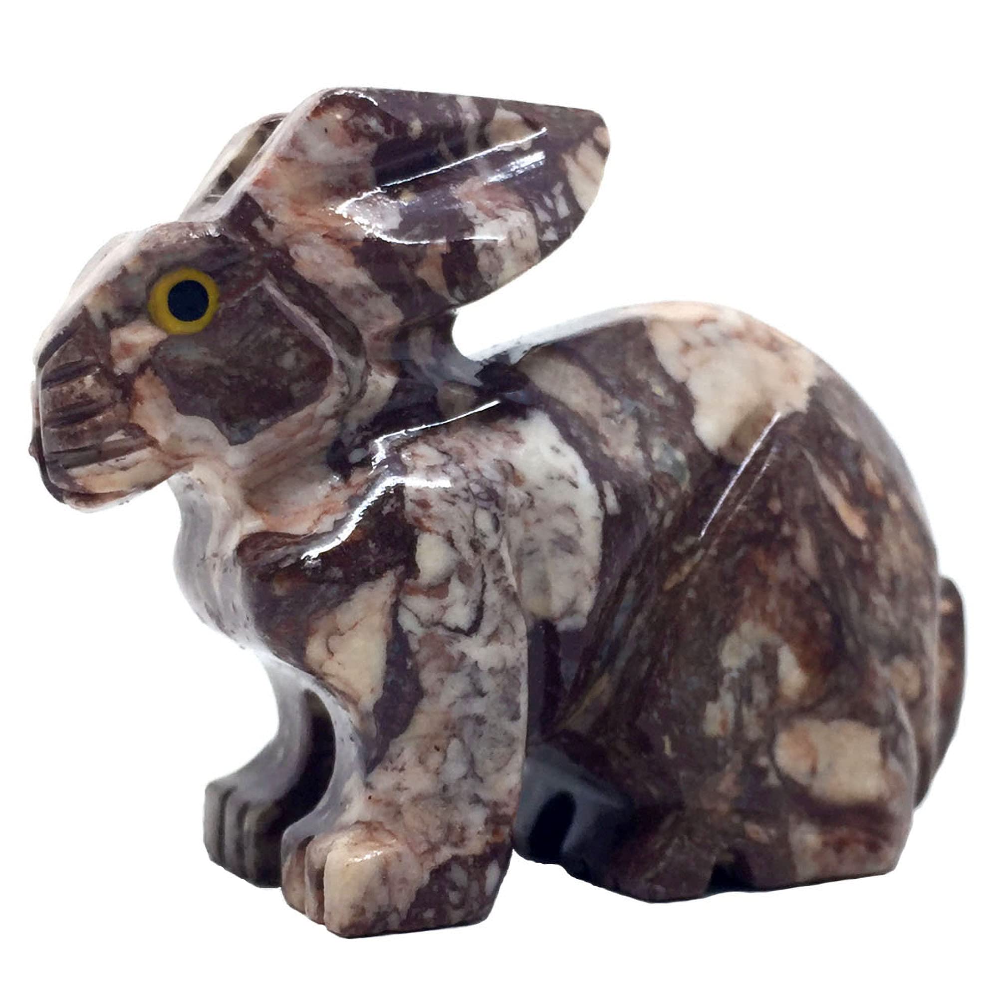 Nelson Creations, LLC 2 Inch Rabbit Natural Soapstone Hand-Carved Animal Charm Totem Stone Carving Figurine