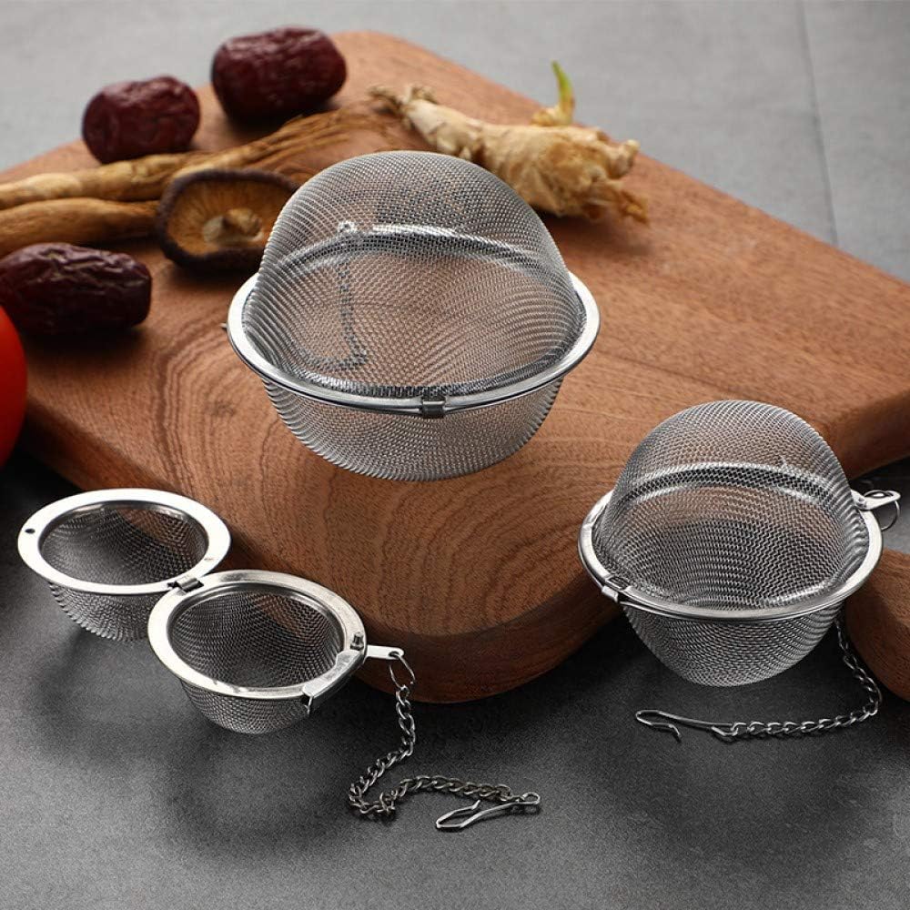Mayata 3pcs Stainless steel fine mesh seasoning ball kitchen soup spice stew filter kitchen tool metal tea bag tea ball (3pcs Round Shape),Silver,5cm/6cm/7cm