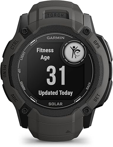 Miniatura 4 de Garmin Instinct 2X Solar, reloj inteligente GPS resistente, linterna incorporada, capacidad de carga solar, GNSS multibanda, grafito Grafito,Rojo