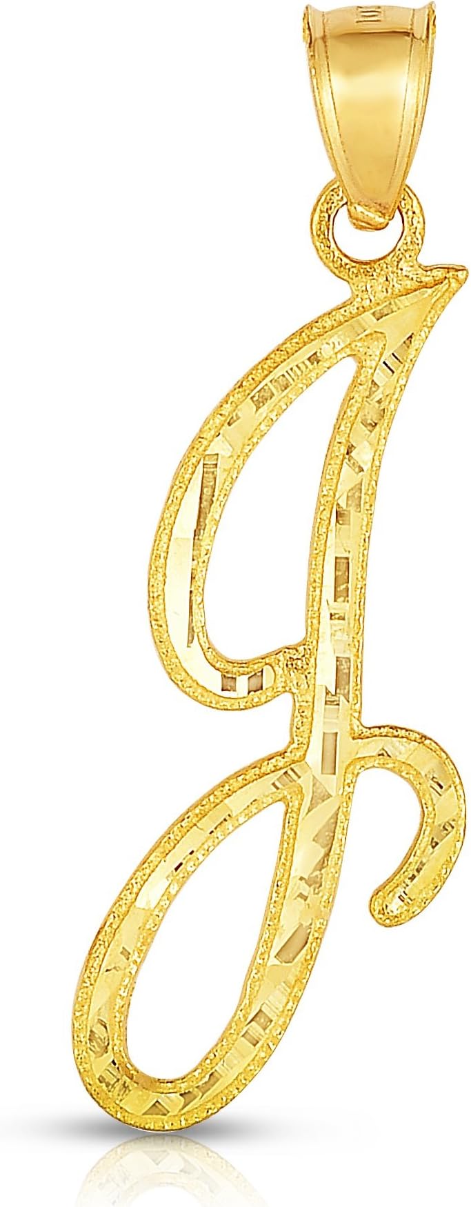 10K Yellow Gold Charm Pendant Letter A-Z Personalized Alphabet Initial Name with optional 18 Inch Necklace