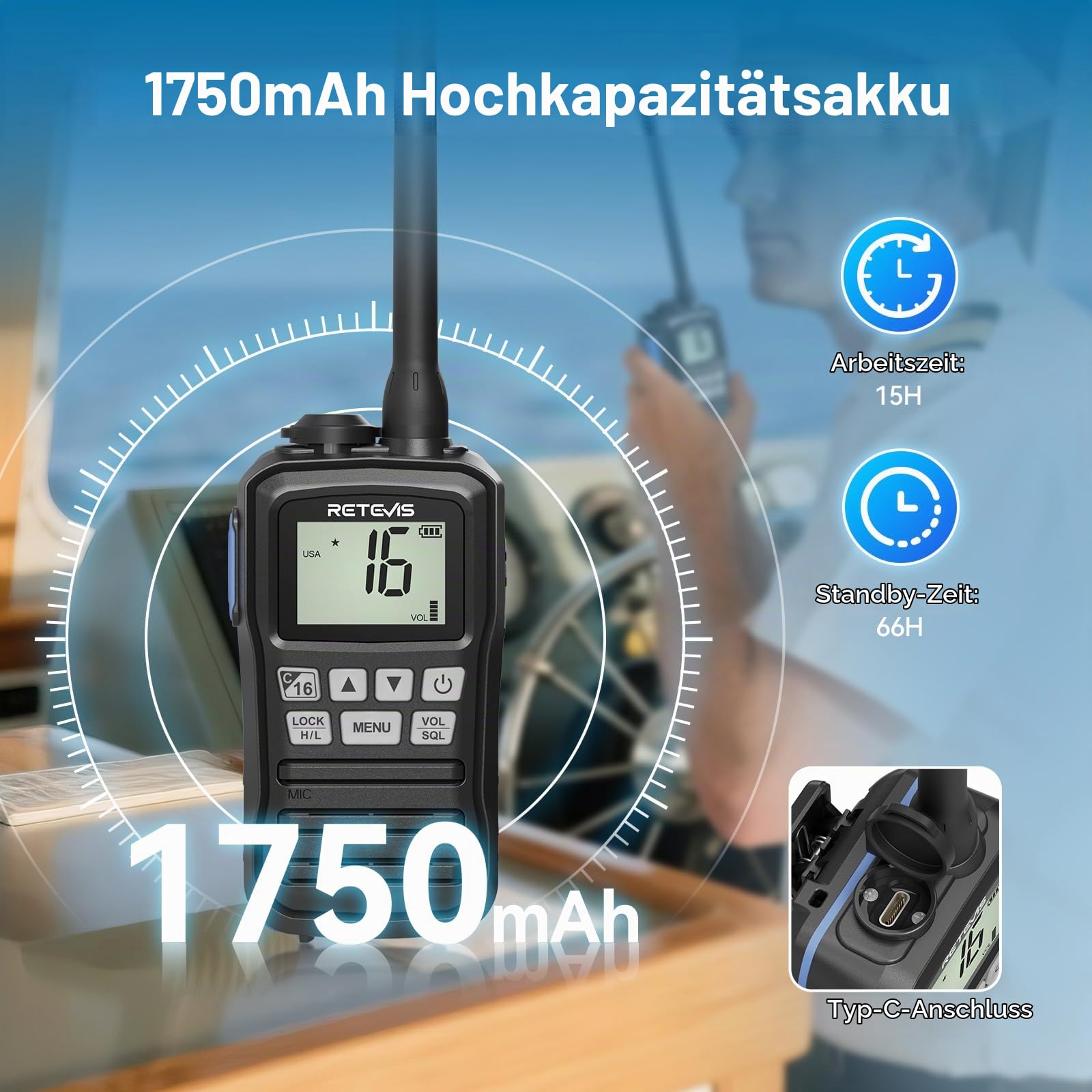 Retevis RM01P Marine Radio, Schwimmende Vibration Marine Walkie Talkie