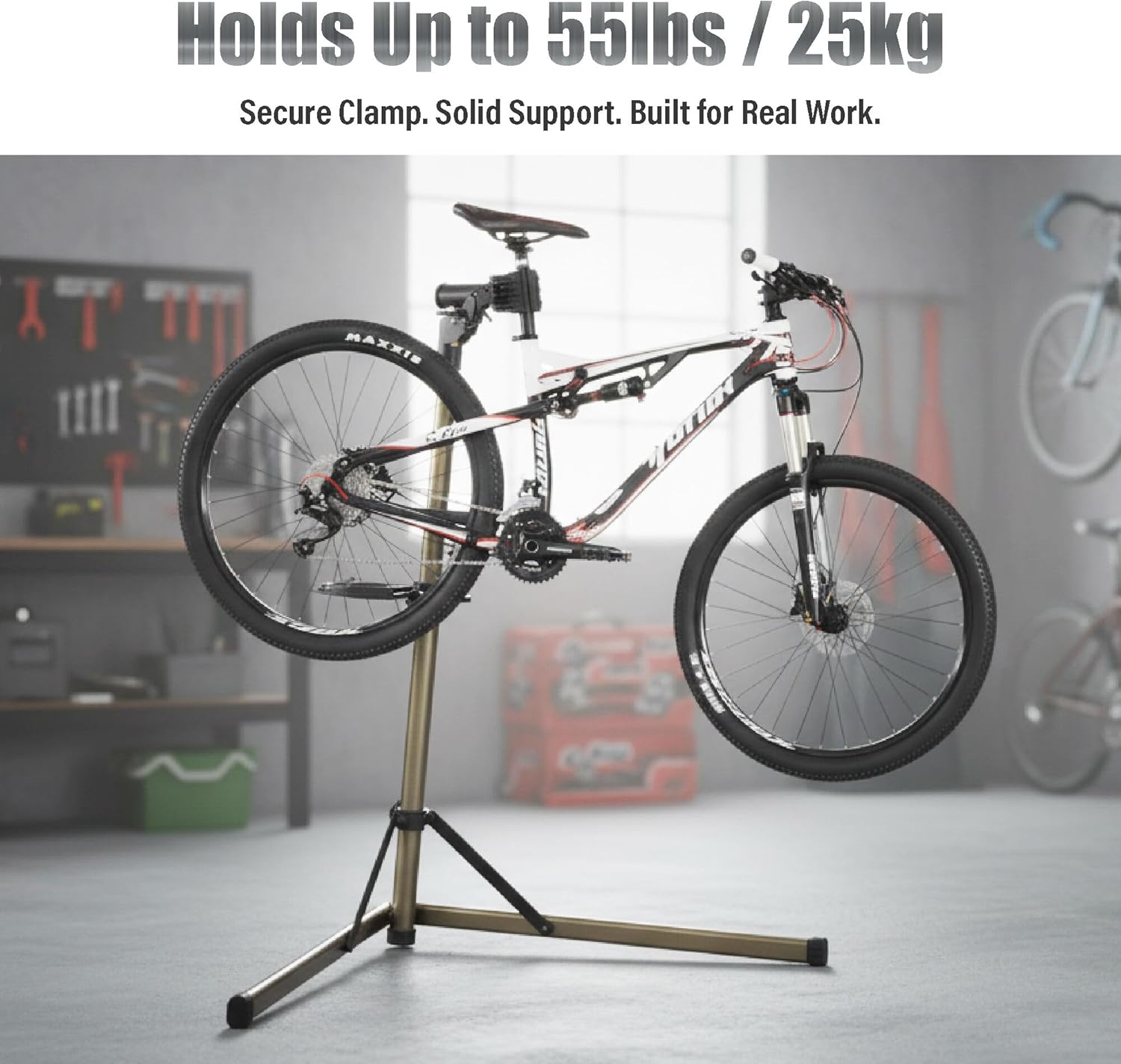 BikeHand Bike Repair Stand - Home Portable Bicycle Mechanics Workstand - for Mountain MTB Road Bikes Maintenance - Max. 55 lbs - Image 3