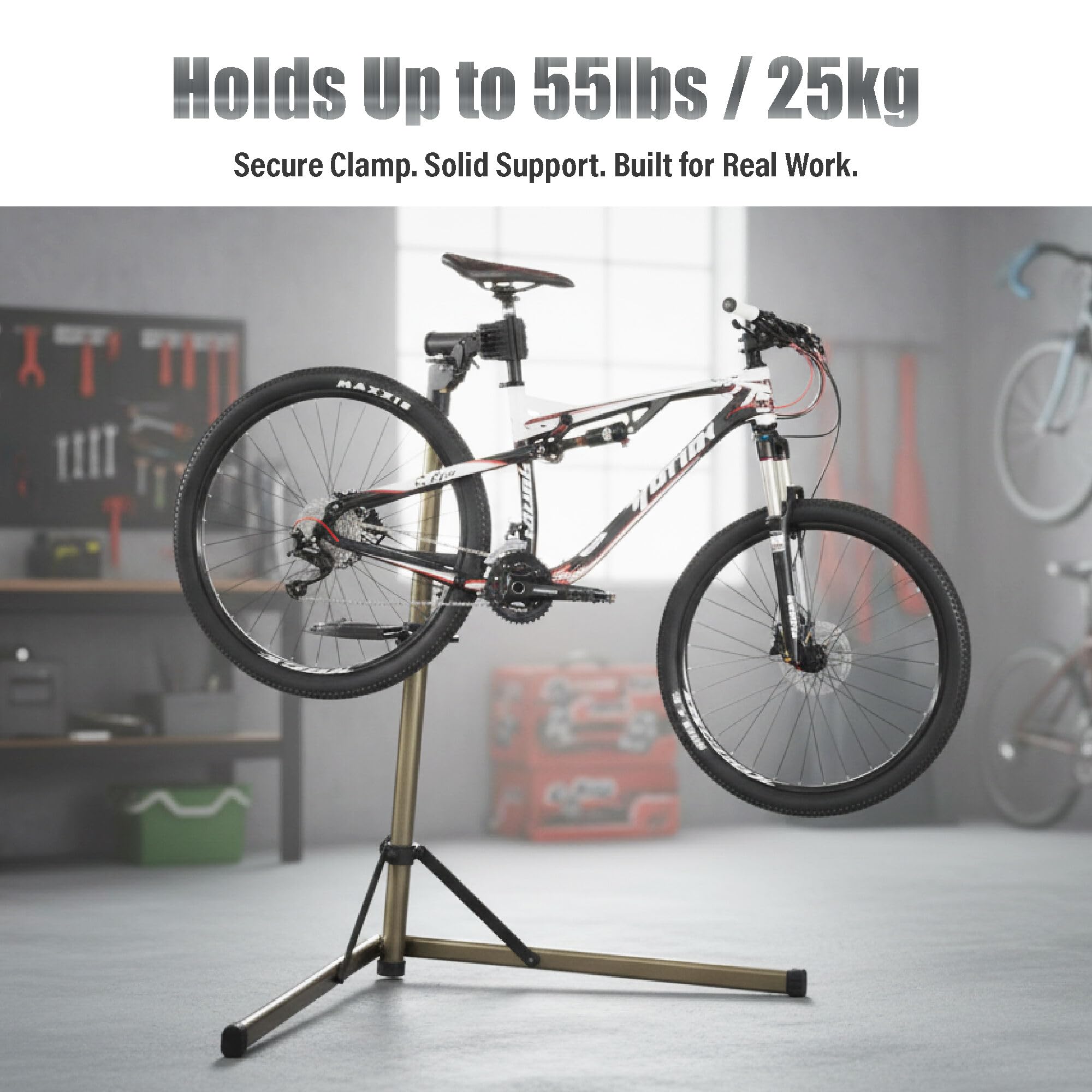 BikeHand Bike Repair Stand | Lightweight & 360 Adjustable Home Bicycle Mechanics Workstand w/Magnetic Tool Plate | Quick Release Portable Bike Maintenance Stand for Mountain & Road Bike