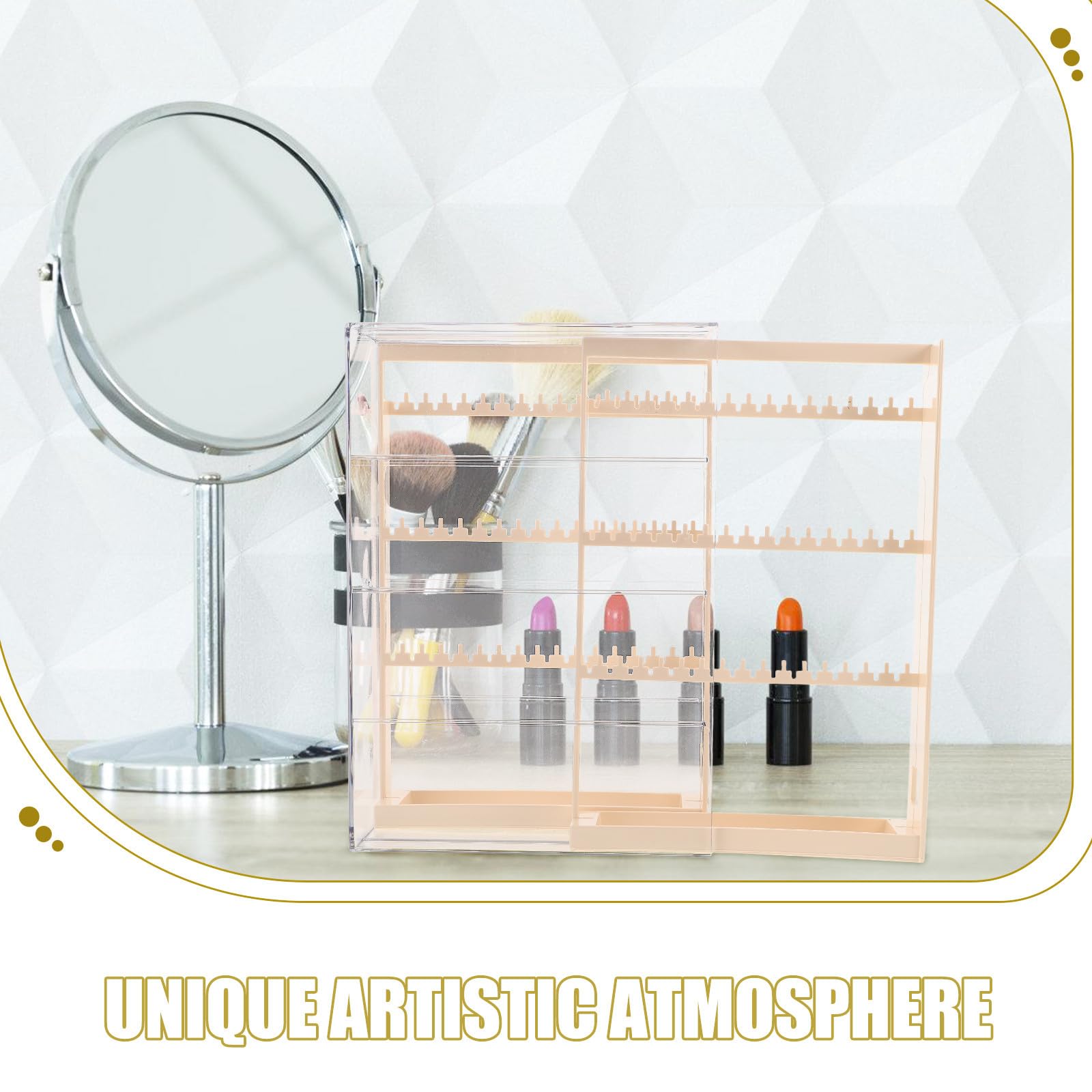Artibetter Organizador de Joyas Pequeño de 3 Niveles en Color Beige, Soporte para Pendientes y Collares Almacenamiento Antideslustre, Caja para Exhibir Anillos y Pulseras, Adecuado