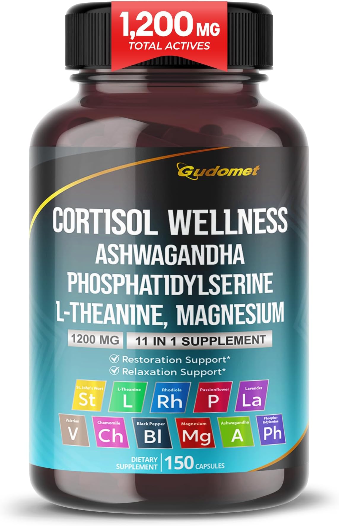 Ashwagandha 1,200 mg Total 11-in-1 with Magnesium for Relaxation, 150 Caps