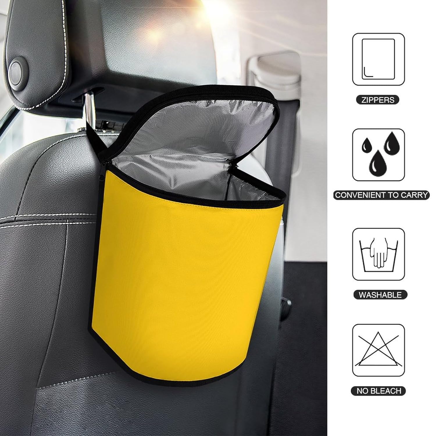 Milk Duck Yellow Car Trash Can Bin Bag Waterproof Car Garbage Can Bag Trash Can for Car Car Trash Can for Women Men Garbage Can for Car Car Trash Can with Lid Trash for Car Trucks Rvs