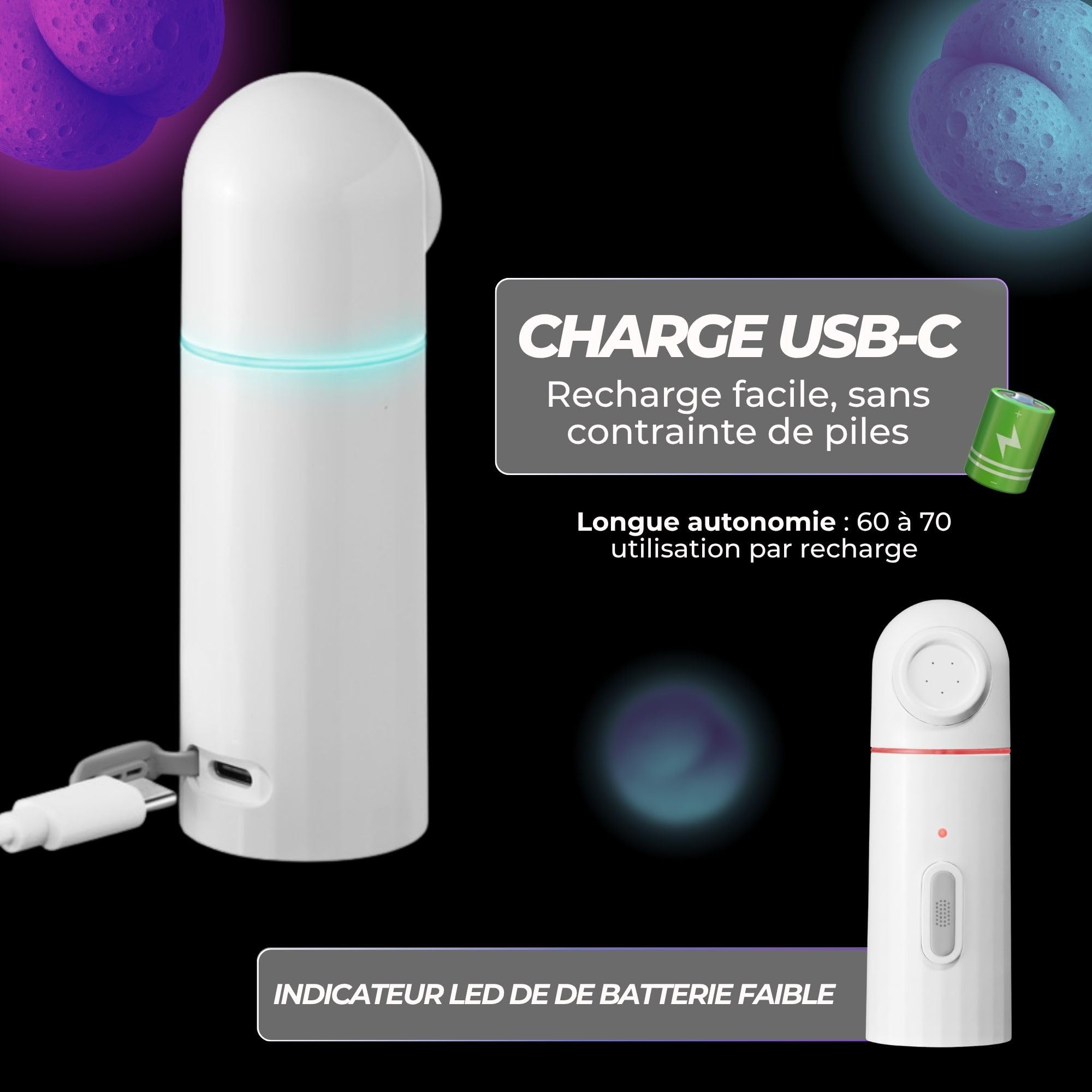 Douchette Portable Électrique - Bidet pour la Toilette Intime - Jet Apaisant Post-Partum Périnée Accouchement, 350ml Eau Chaude/Froide, Hygiène Japonaise en Bouteille pour Voyage, Camping & Maternité
