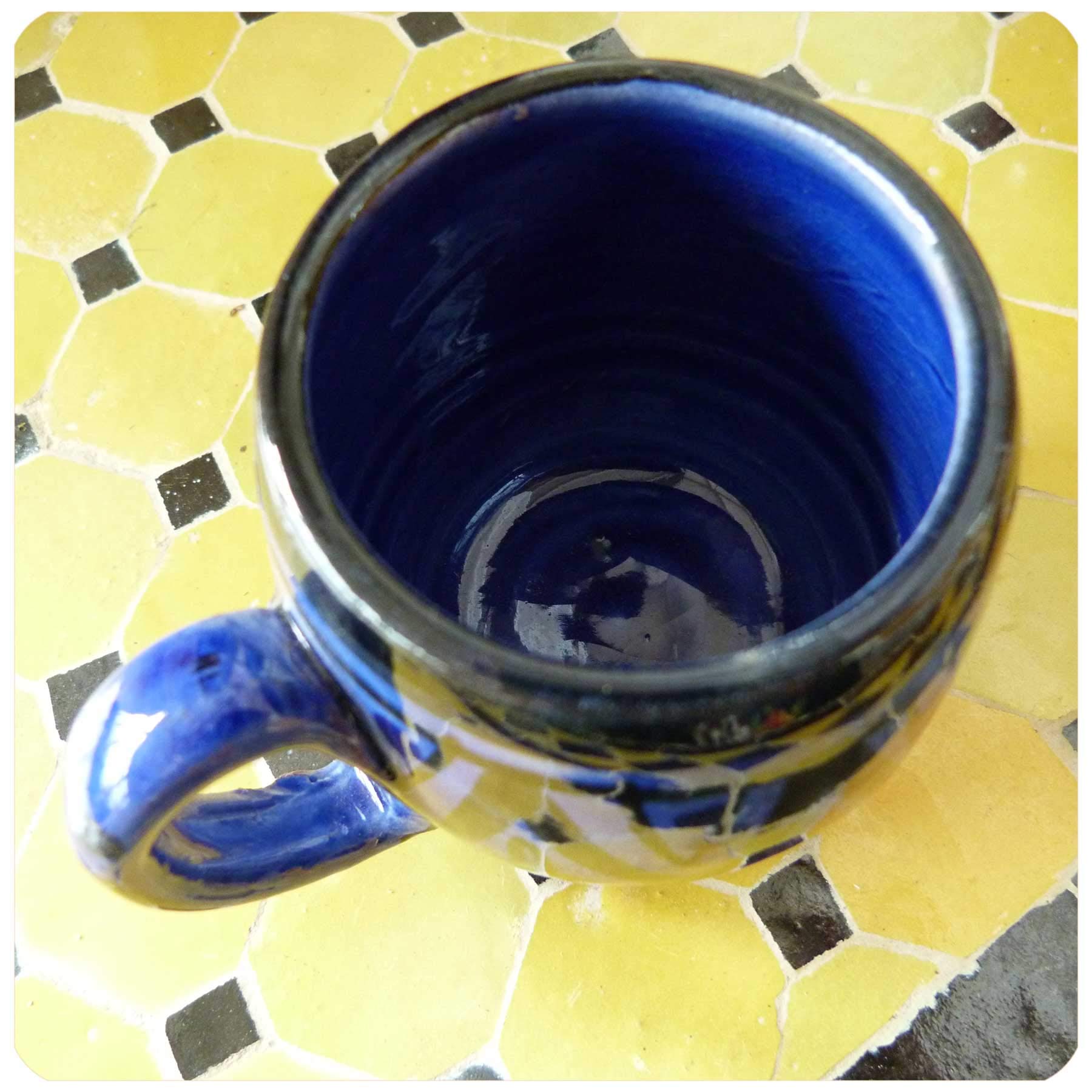 Tazza In Ceramica Marocchina Dipinta A Mano - Blu - Altezza 10 Cm - Artigianato Tradizionale - 4