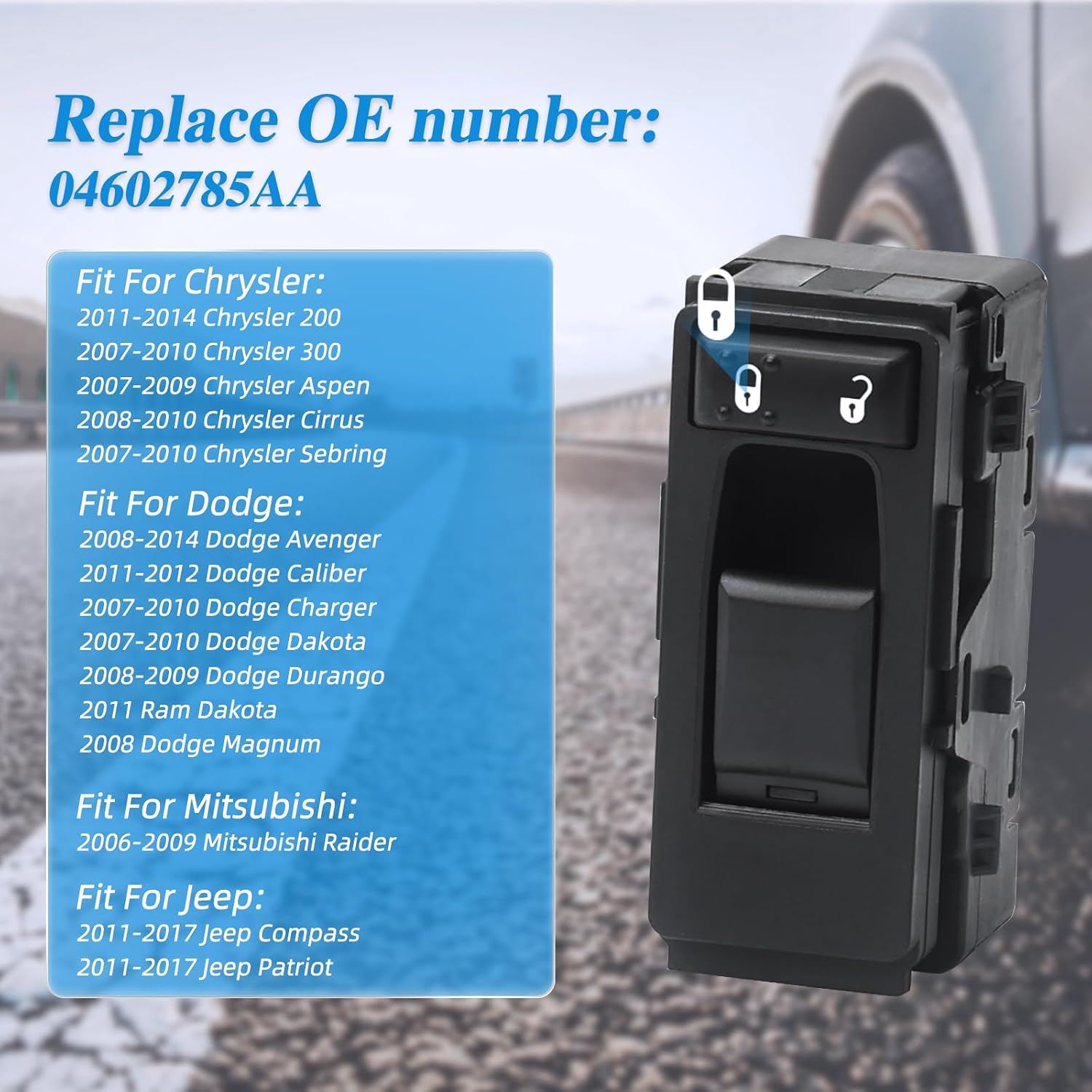Power Window Switch Passenger Side Compatible with 2006-2017 Chrysler 200 300 Aspen Sebring Cirrus|Dodge Avenger Caliber Dakota Charger Magnum Durango|Jeep Compass Patriot|OEM 04602785AA
