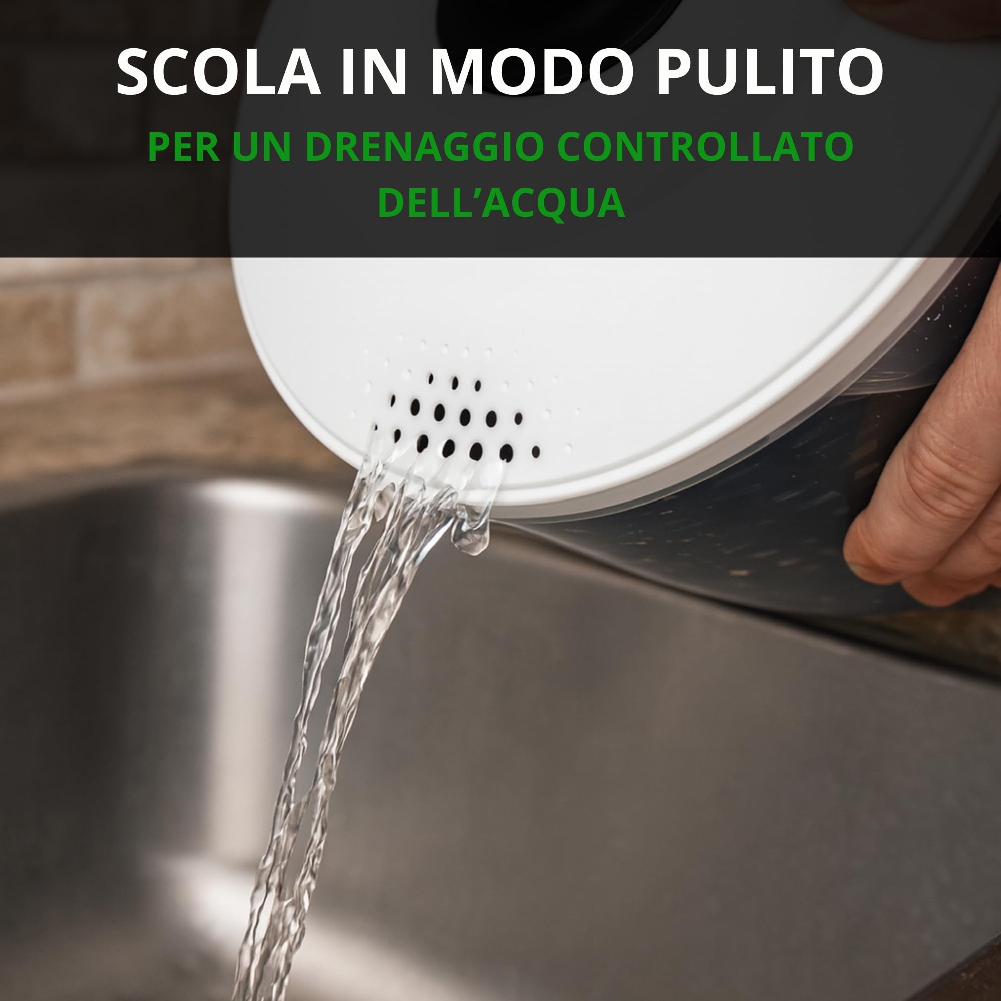 Centrifuga insalata Premium 5 L – 60 giorni di prova senza rischi – 2 in 1 antiscivolo: centrifuga & insalatiera – Ø 24,5 cm – senza BPA – lavastoviglie – per asciugare l’insalata – eBook incluso