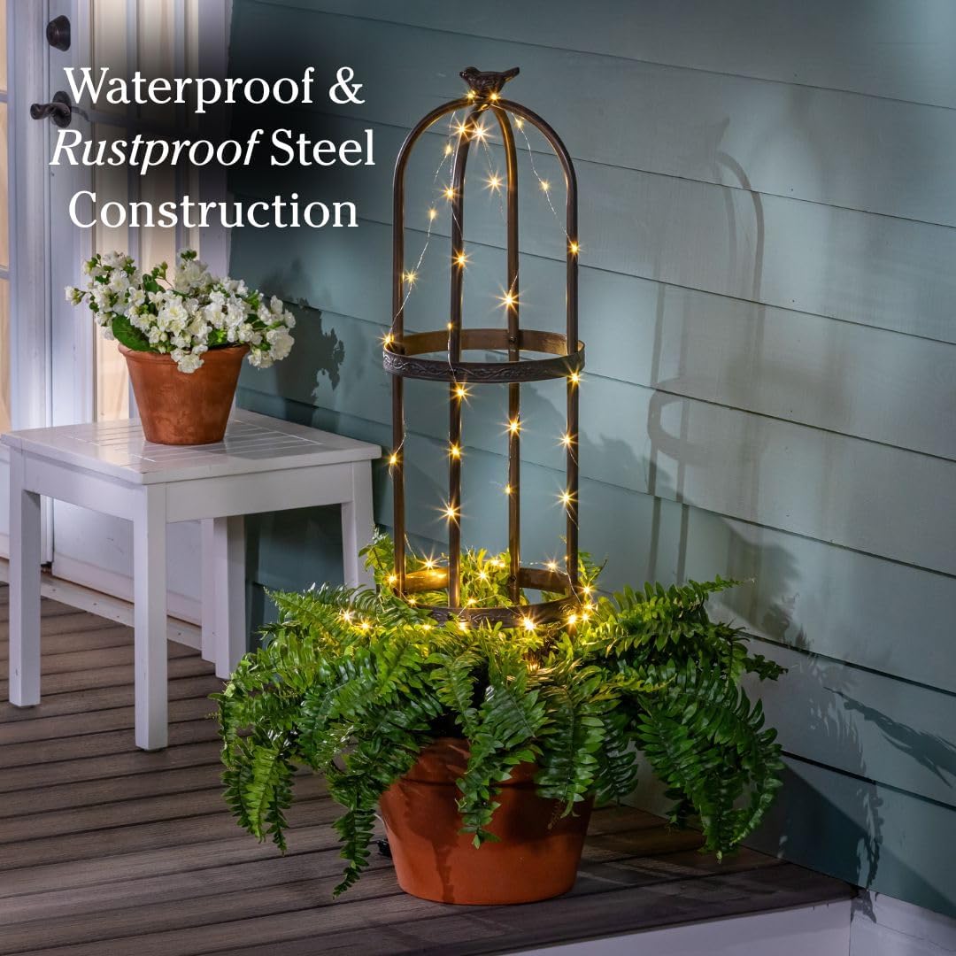 Evergreen 7 Feet Garden Metal Garden Obelisk Trellis for Climbing Plants Outdoor | Indoor Plant Trellis for Potted Plants | Floral Pattern Arch Trellis | Antique Copper