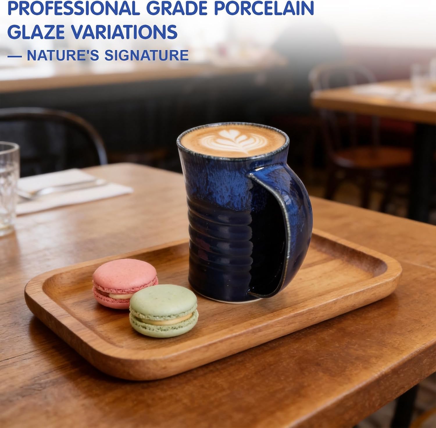 13 Oz Ceramic Coffee Mug with Hand Warmer Pocket, Right Handed Contoured Handle Large Novelty Handmade Pottery Warmth Cup Gift for Family, Friends and Couples (Style 5) image 4