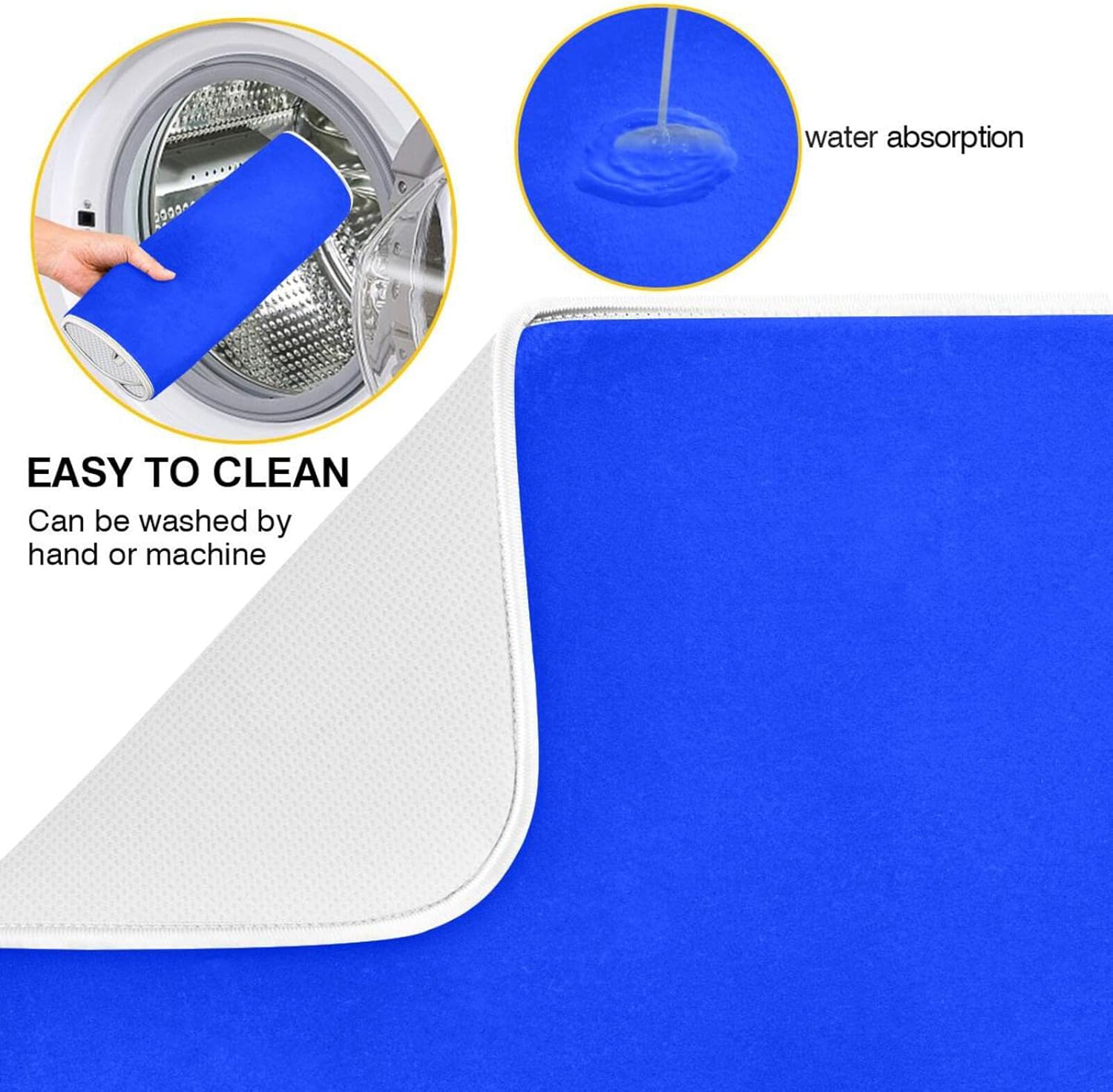 Ultramarine Kitchen Counter Gadgets Dish Drying Mat Countertop Dish Drying Mat Dish Towel Dryer Xl Drying Mat for Dishes 18 x 24